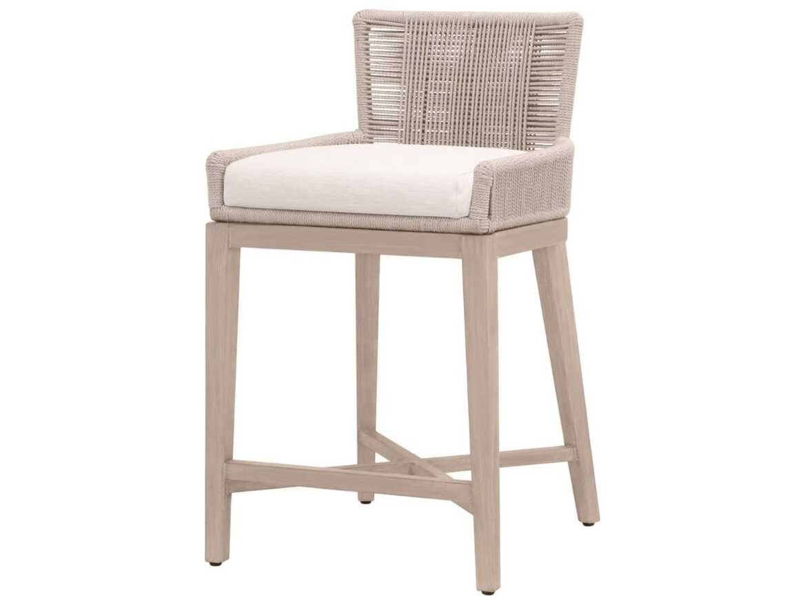 Essentials for Living Woven-Outdoor Teak Cushion Counter Stool
