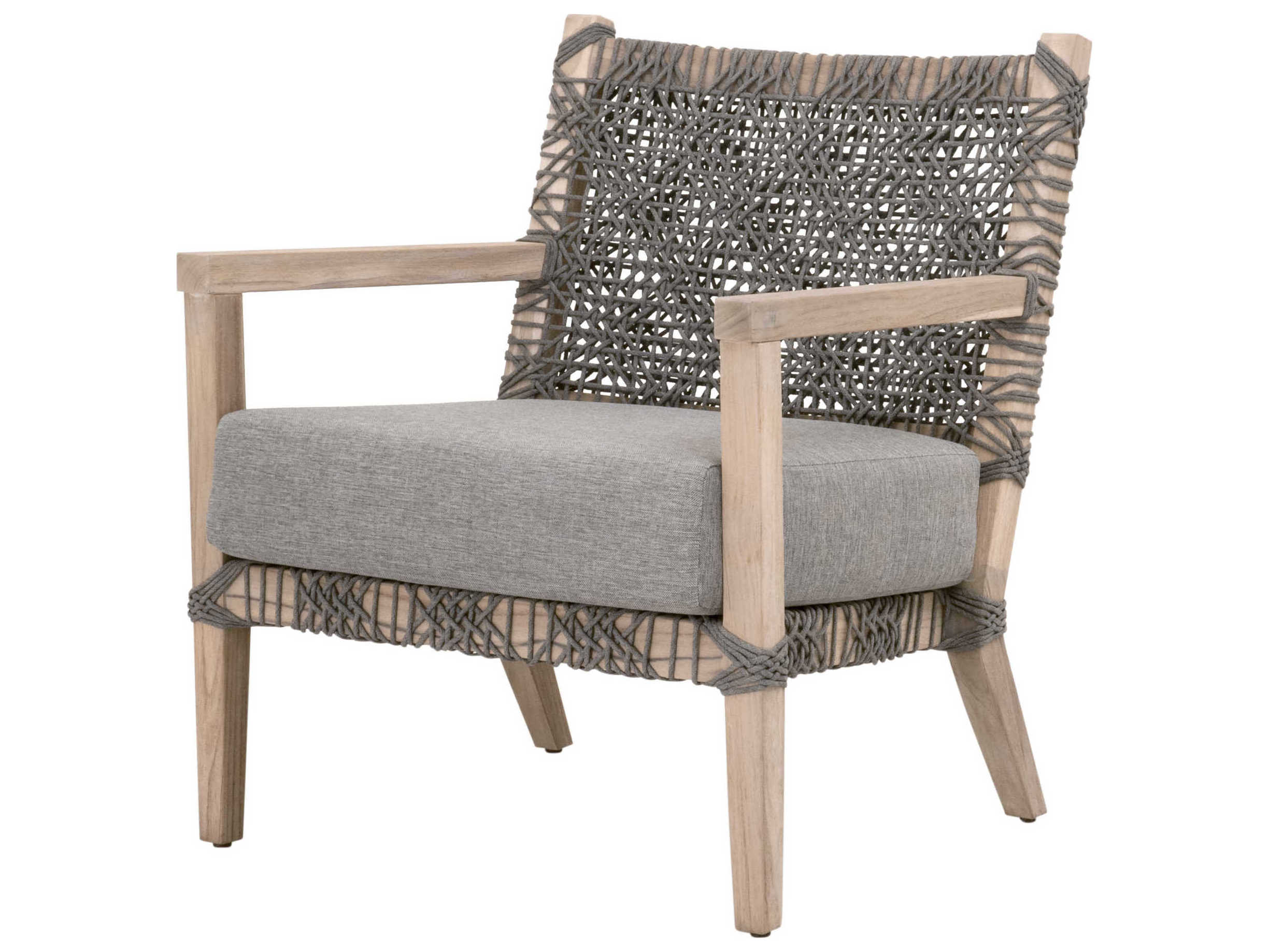 Essentials for Living Outdoor Woven Rope Costa Lounge Chair with Dove Cushion