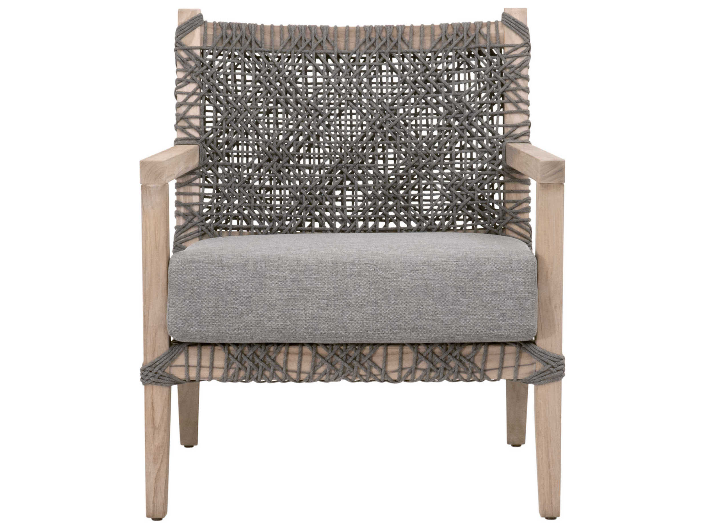 Essentials for Living Outdoor Woven Rope Costa Lounge Chair with Dove Cushion