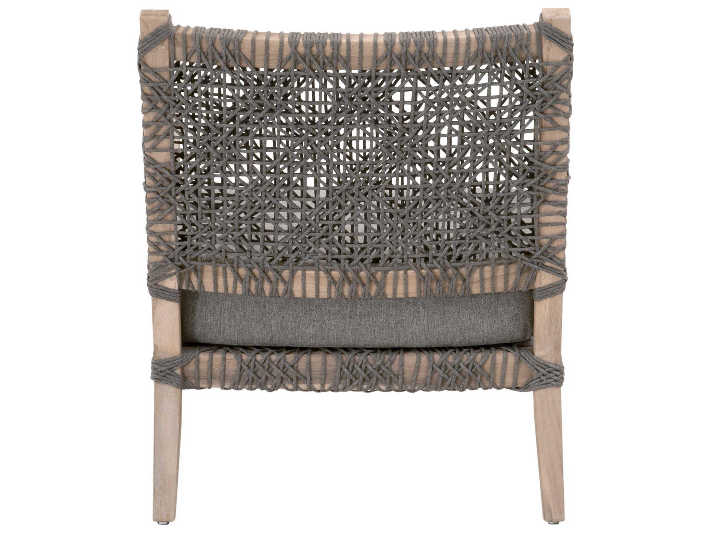 Essentials for Living Outdoor Woven Rope Costa Lounge Chair with Dove Cushion