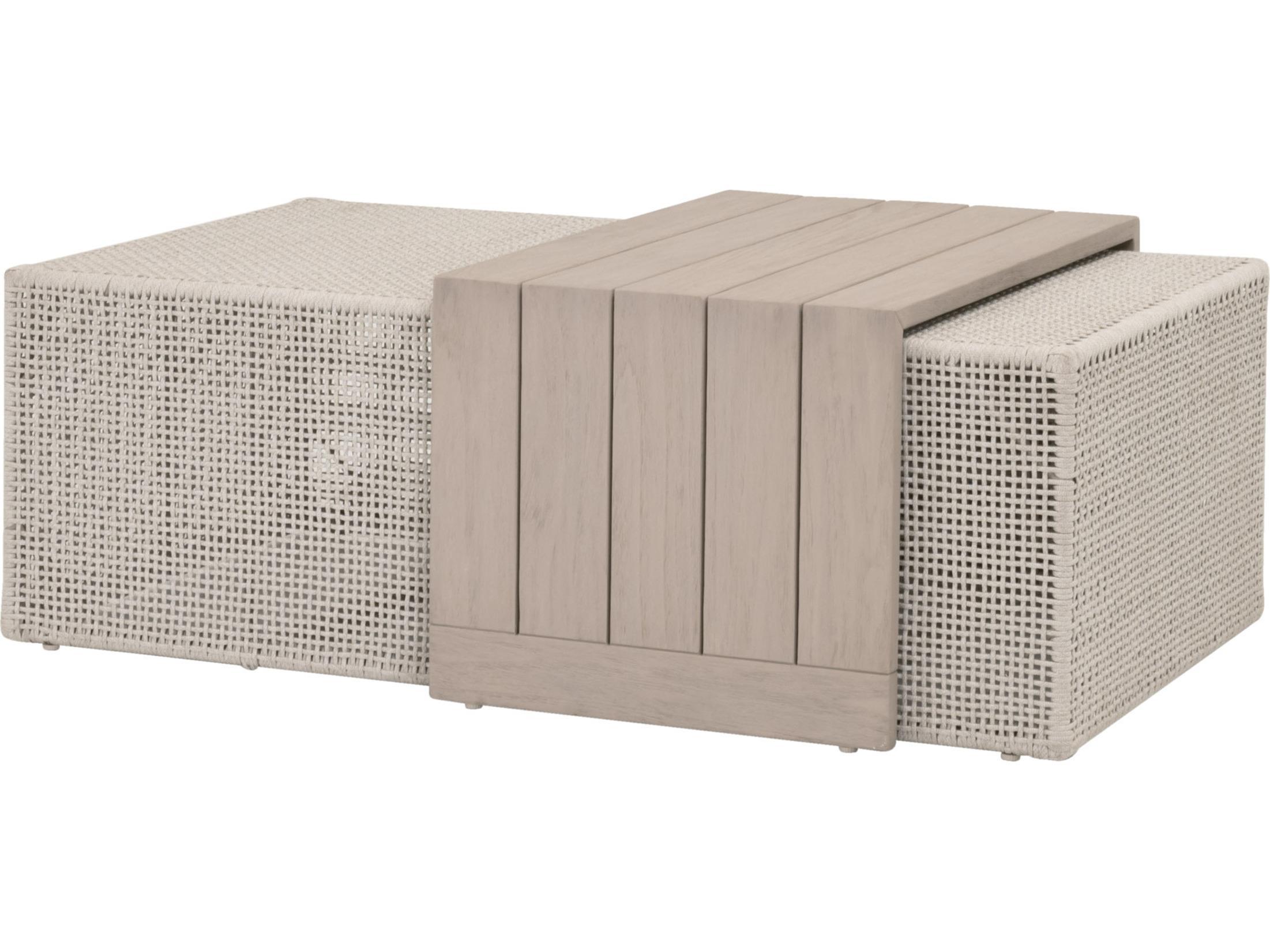 Essentials for Living Outdoor Woven - Outdoor Rhode Wood Rectangular Coffee Table