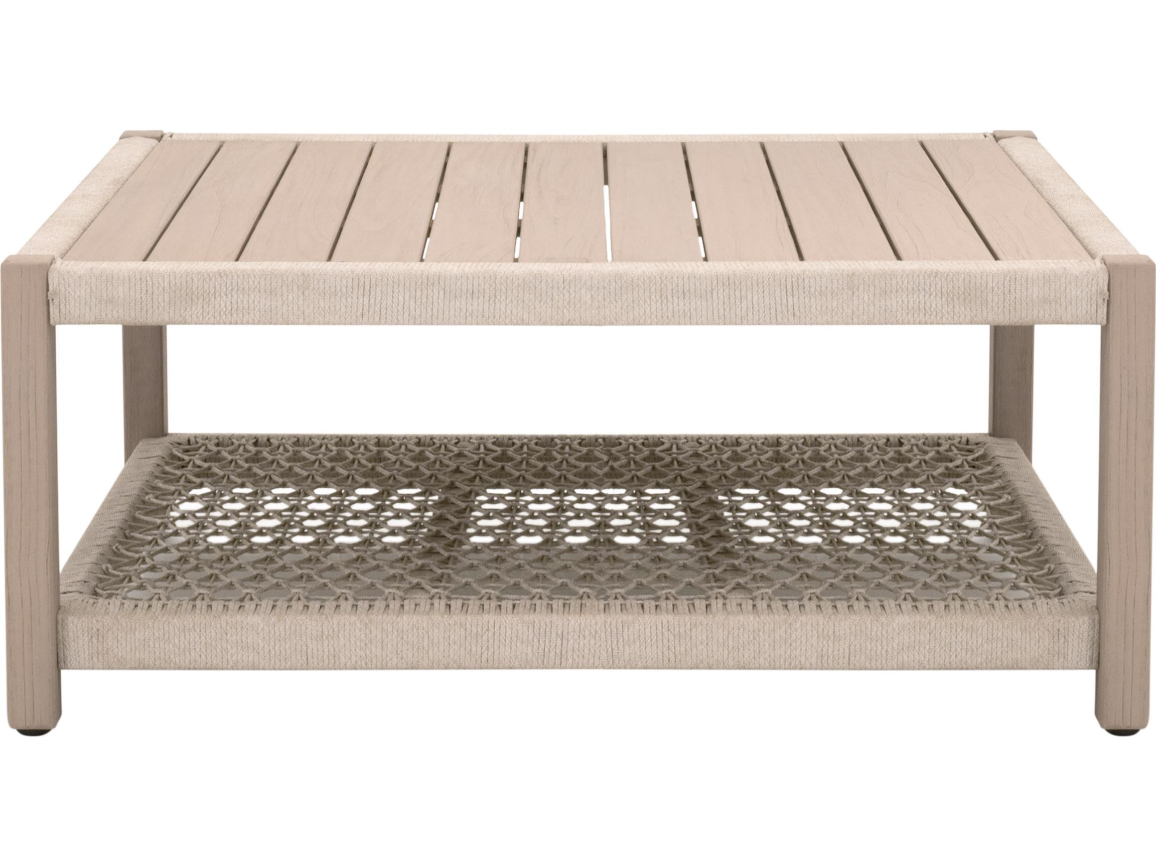 Essentials for Living Outdoor Woven - Outdoor Wrap Wood Rectangular Coffee Table
