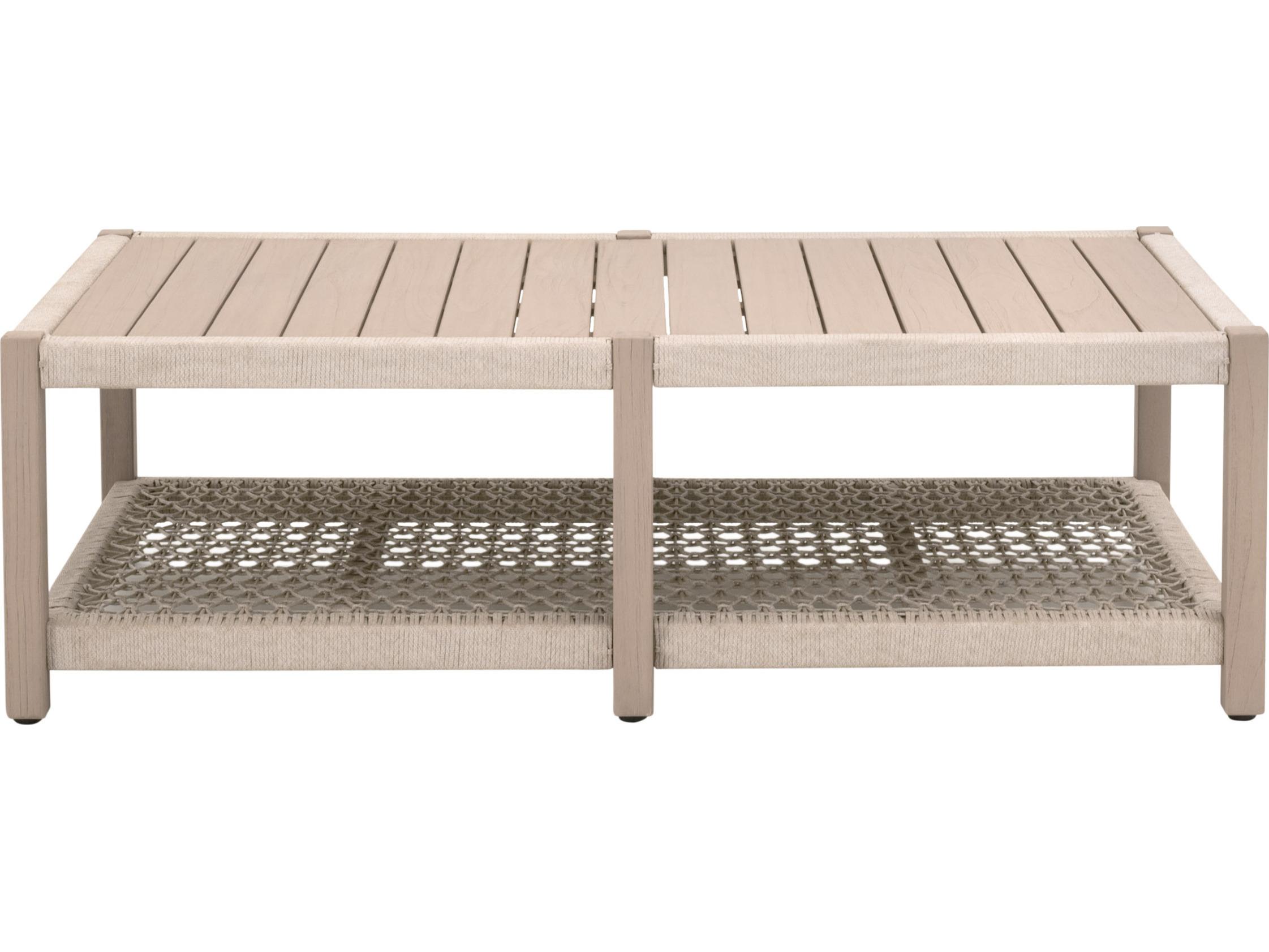 Essentials for Living Outdoor Woven - Outdoor Wrap Wood Rectangular Coffee Table