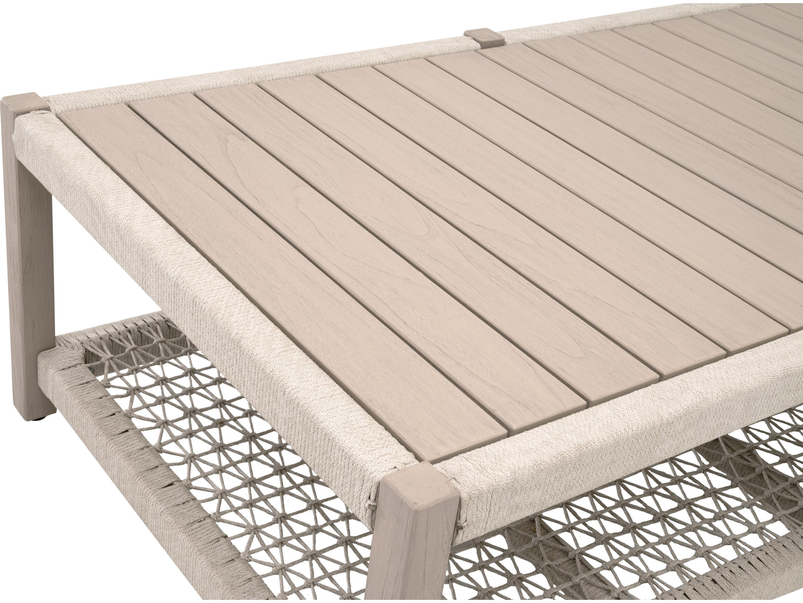 Essentials for Living Outdoor Woven - Outdoor Wrap Wood Rectangular Coffee Table