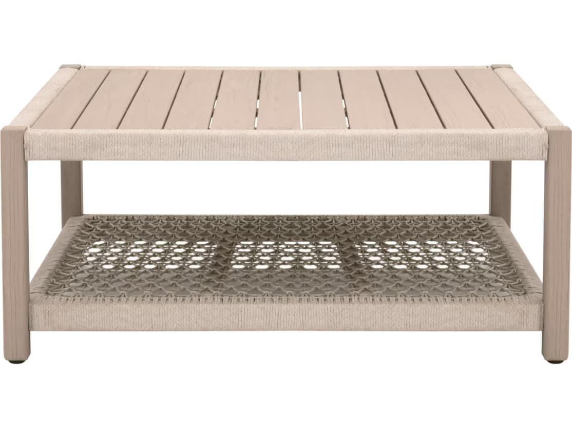Essentials for Living Outdoor Woven - Outdoor Wrap Wood Rectangular Coffee Table