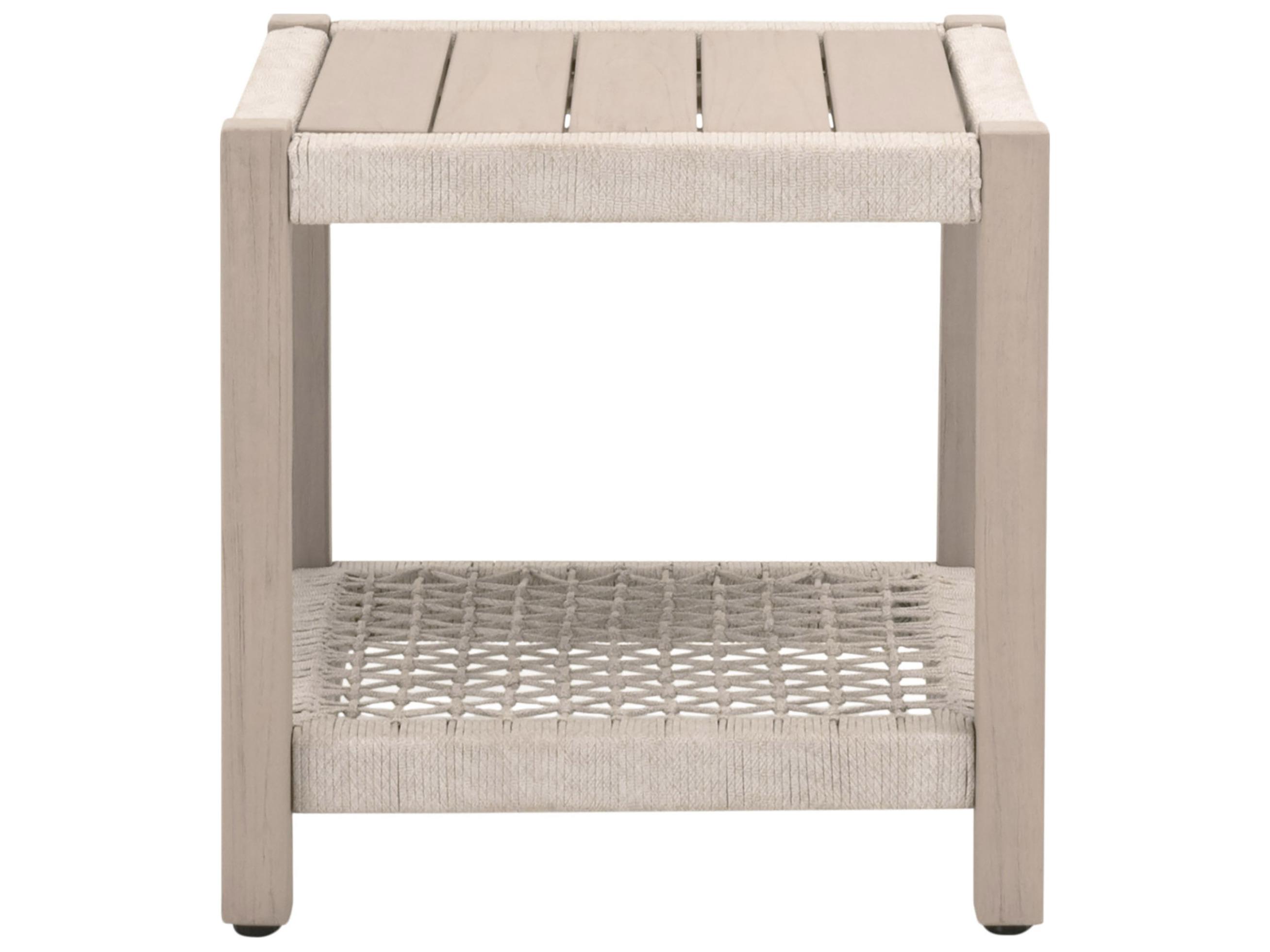 Essentials for Living Outdoor Woven - Outdoor Wrap Wood Square End Table