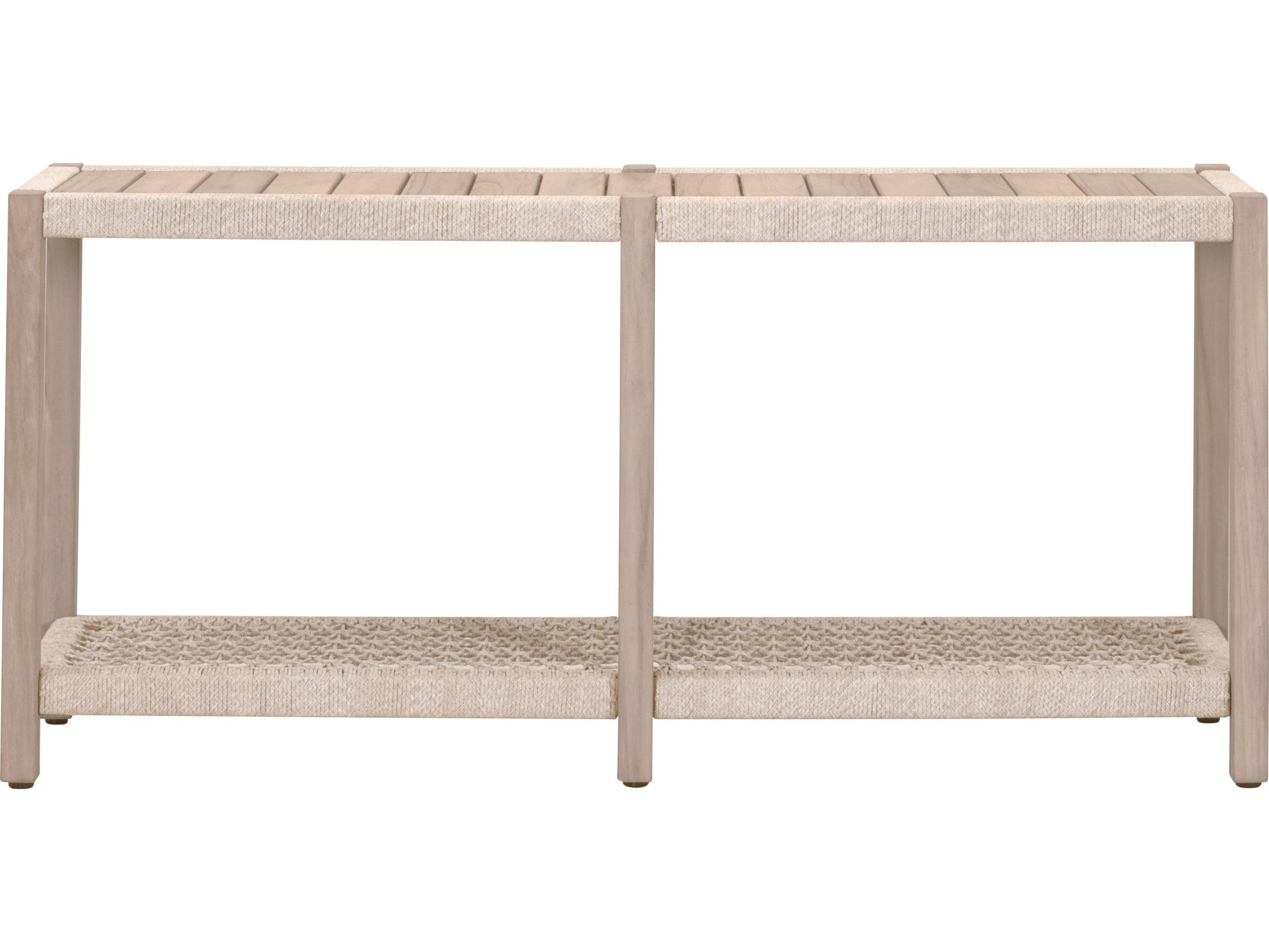 Essentials for Living Outdoor Woven - Outdoor Wrap Wood Rectangular Console Table