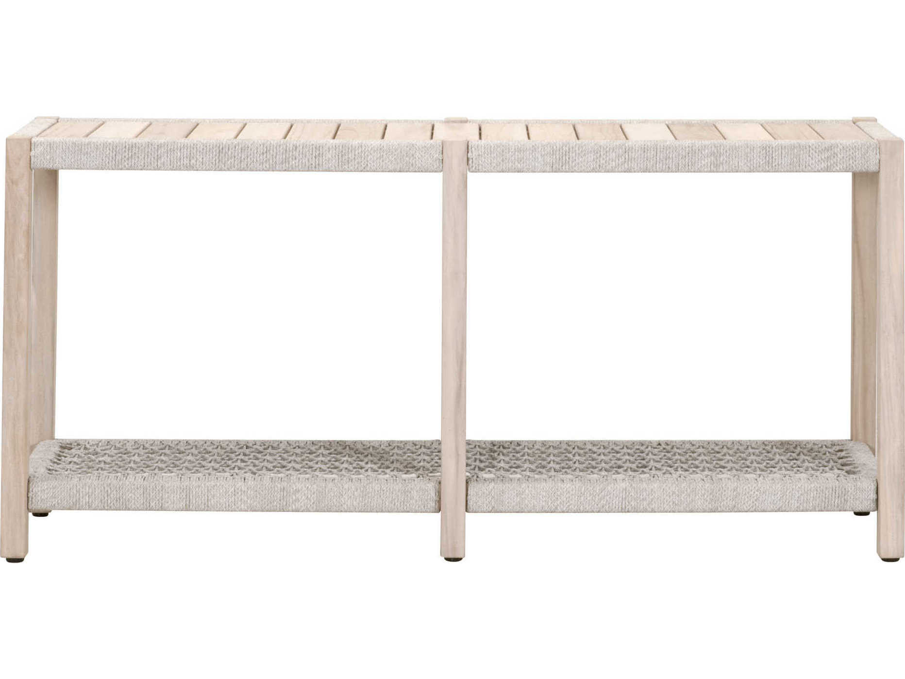 Luxecor Respite Outdoor Rope Taupe & White Flat Rope, Gray Teak Rectangular Console Table