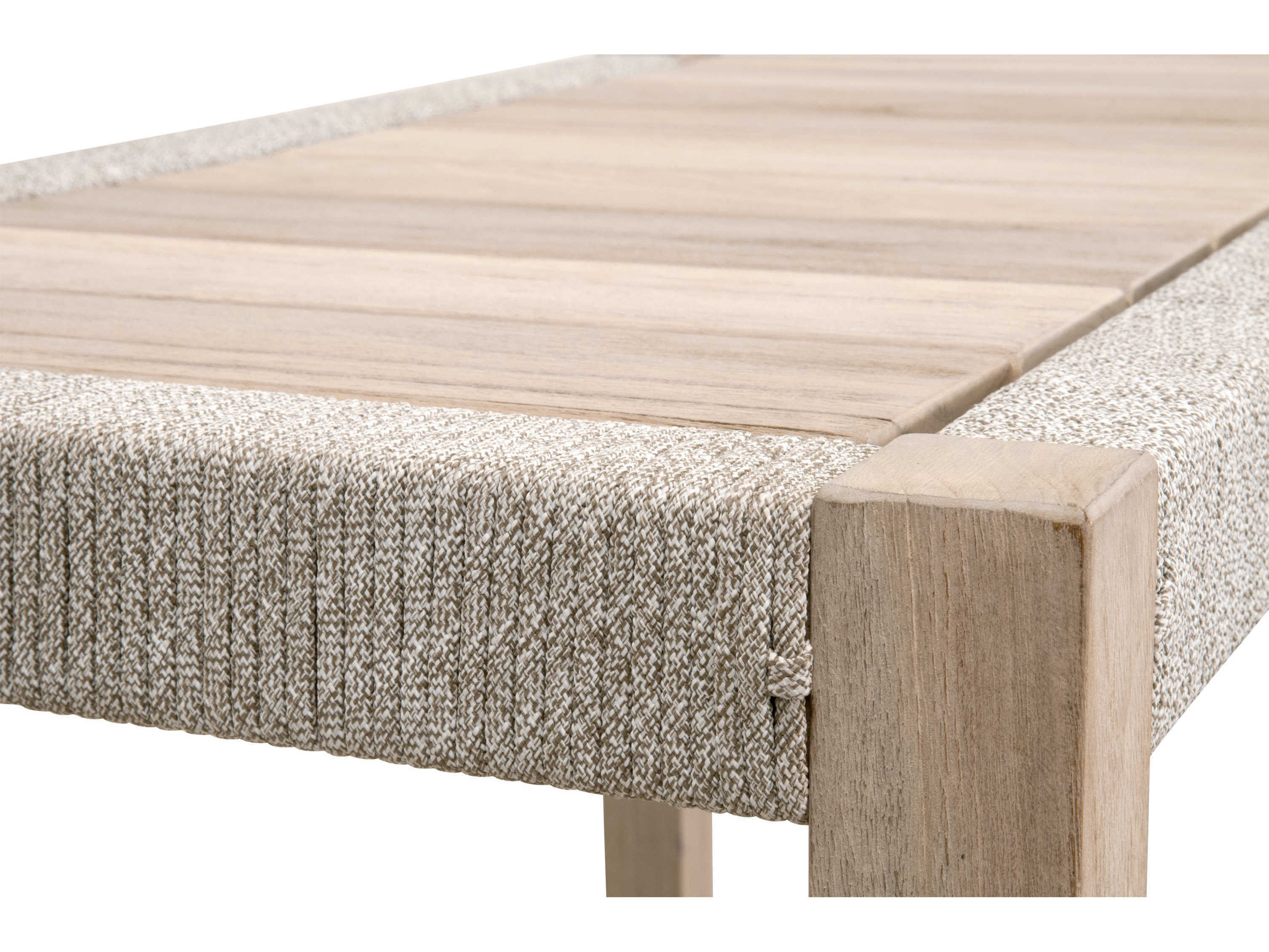 Luxecor Respite Outdoor Rope Taupe & White Flat Rope, Gray Teak Rectangular Console Table