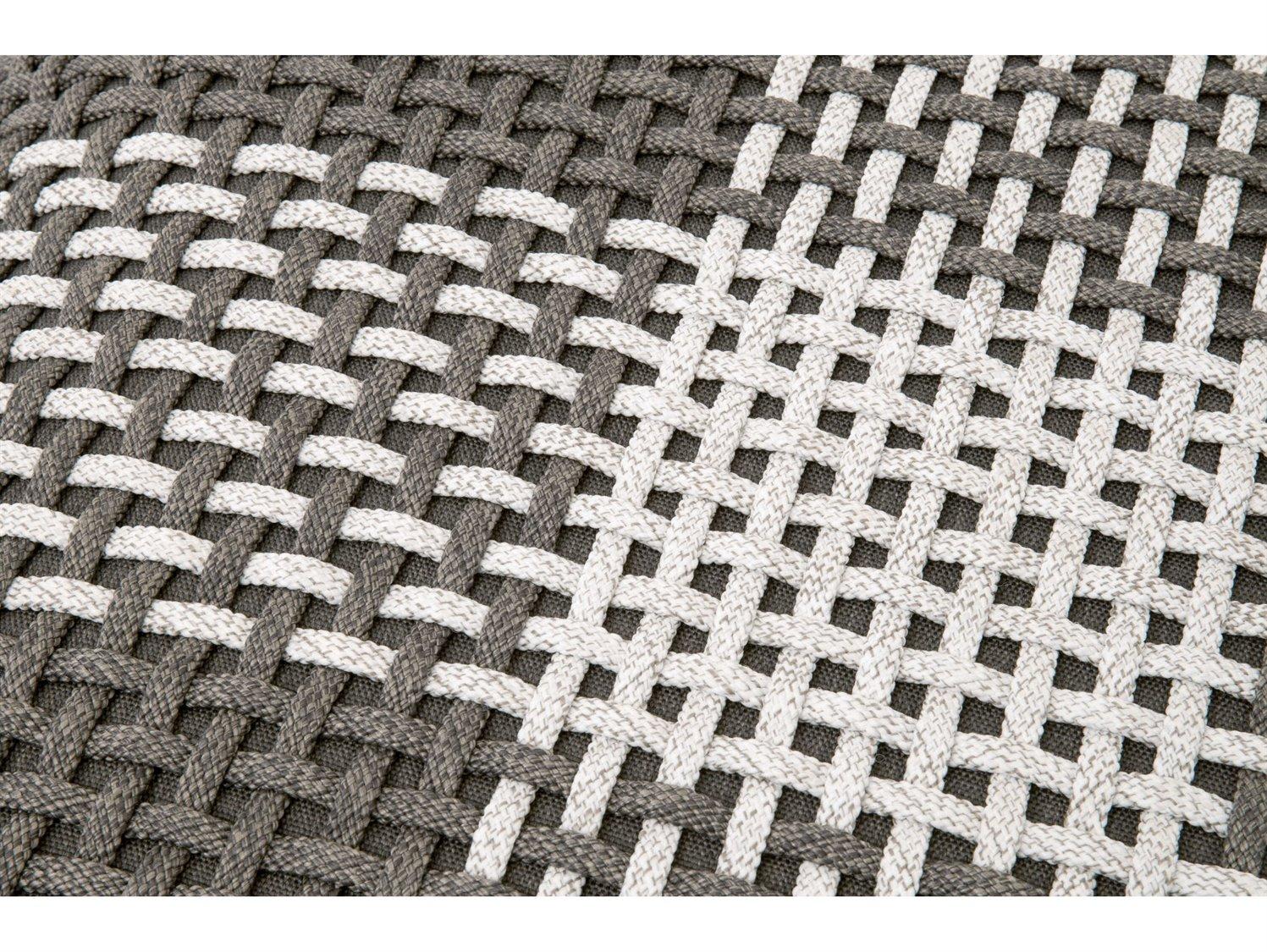 Essentials for Living Outdoor Woven Dove Flat Rope / White Speckle Stripe Rope Ottoman