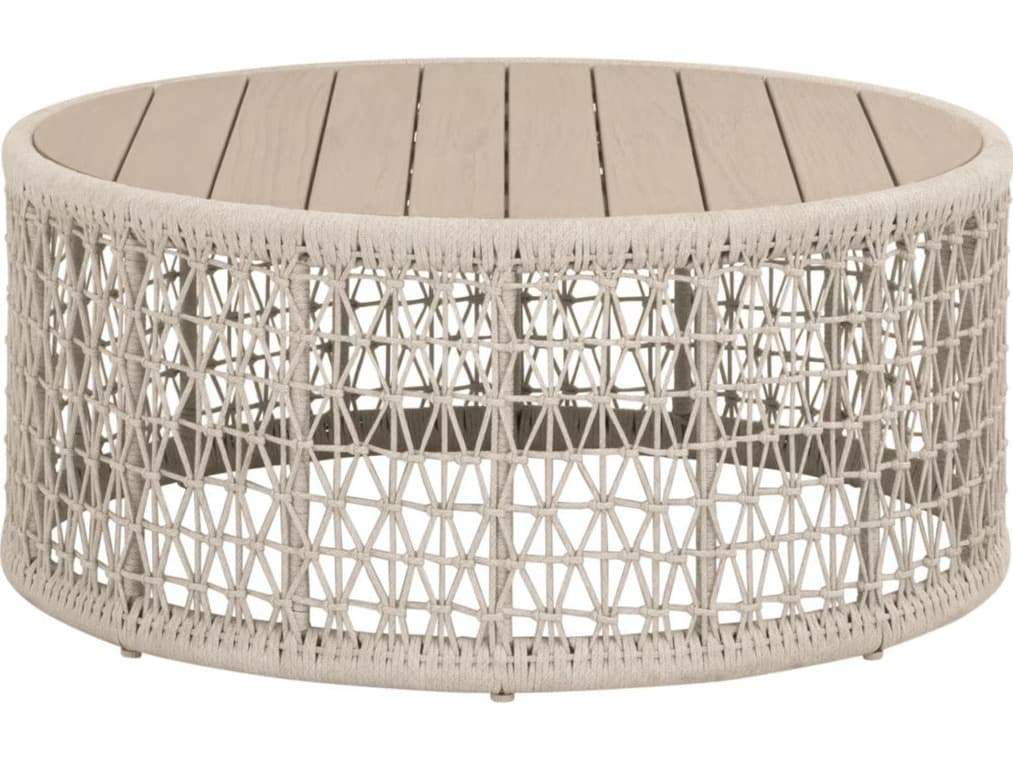 Essentials for Living Outdoor Woven - Outdoor Knit Wood Round Coffee Table