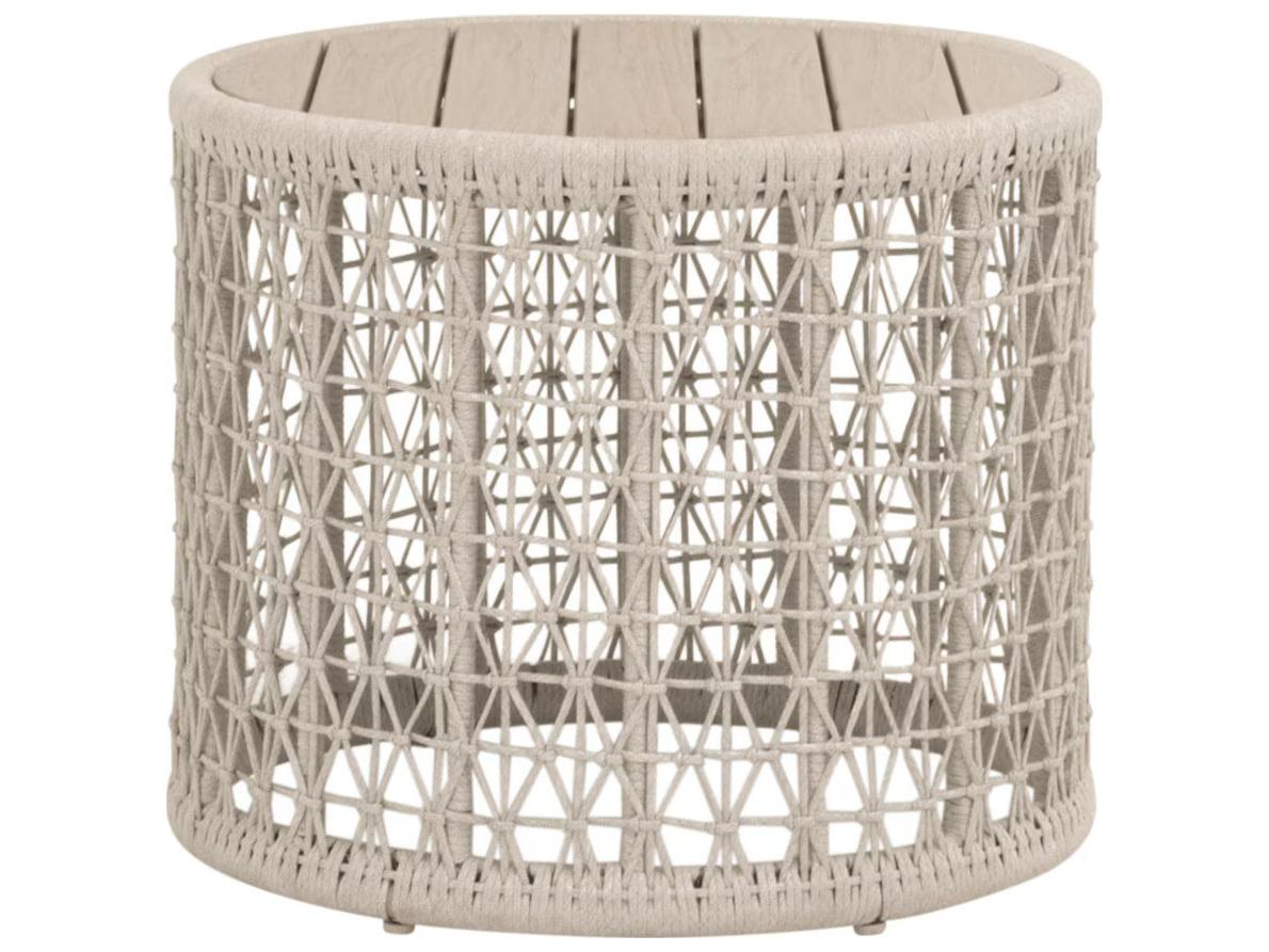 Essentials for Living Outdoor Woven - Outdoor Knit Wood Round End Table