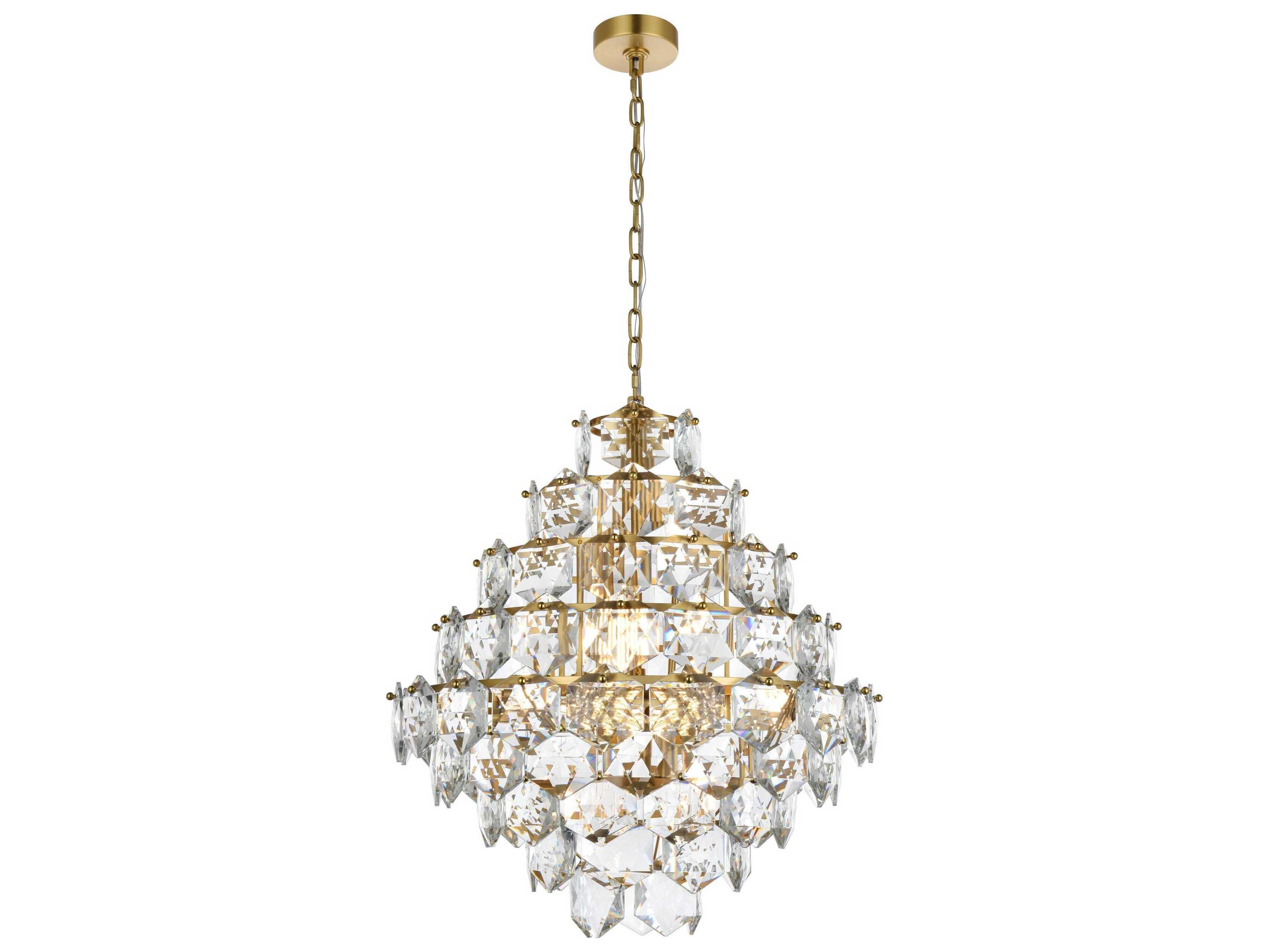 Elegant Lighting Adaline 15-Light Satin Gold Tiered Chandelier