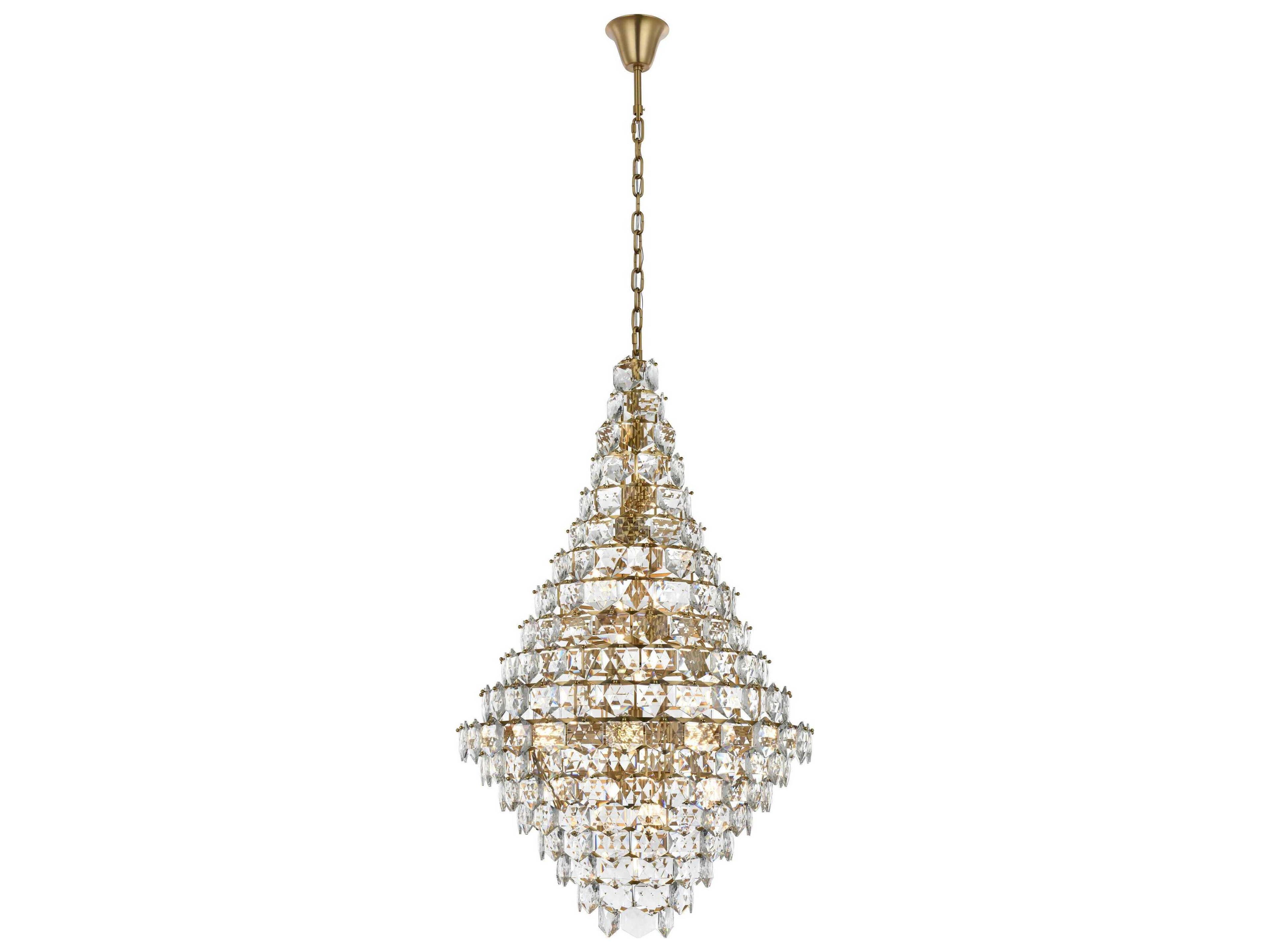 Elegant Lighting Adaline 38-Light Satin Gold Tiered Chandelier