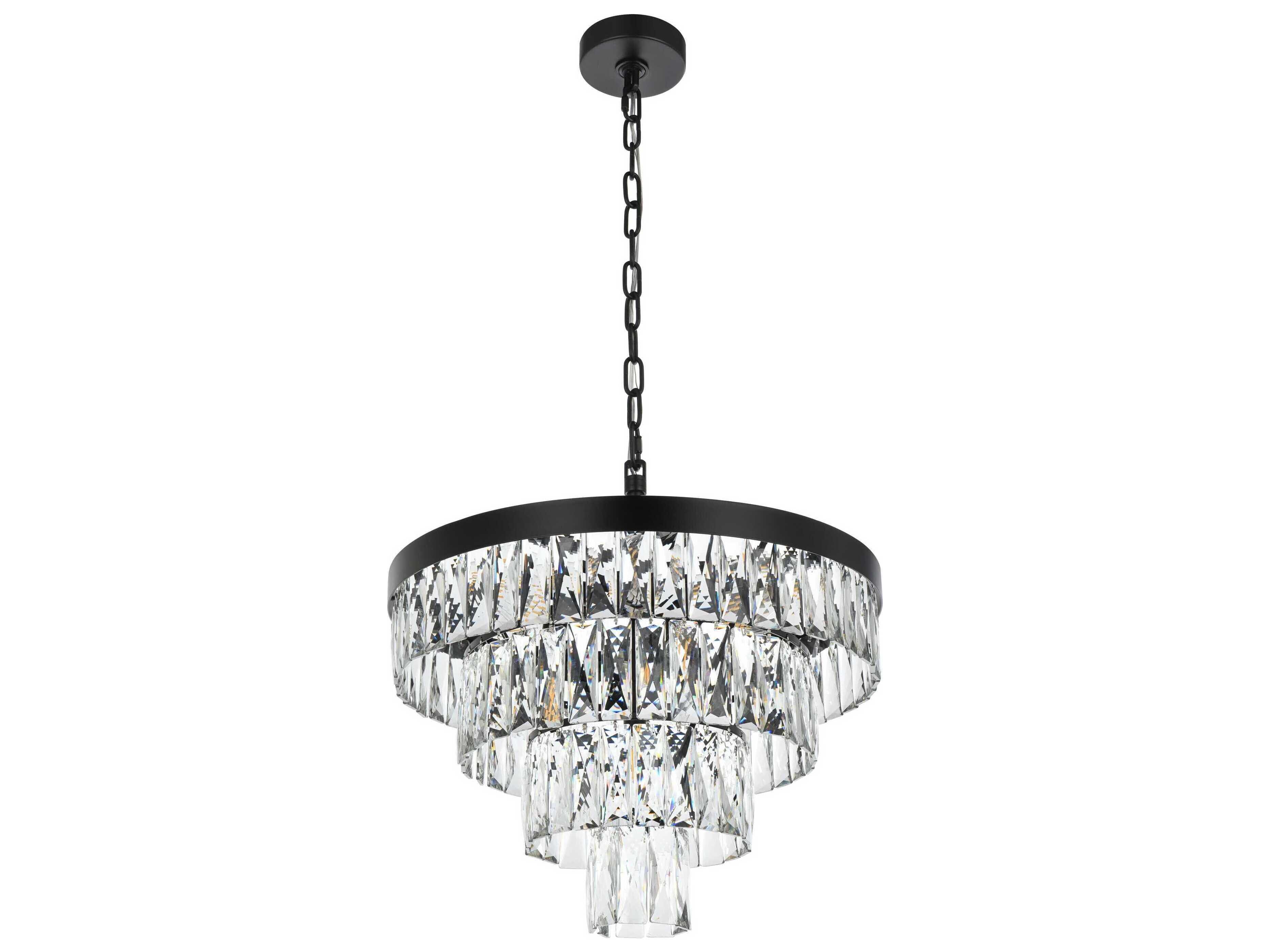 Elegant Lighting Josephine 10-Light Black Tiered Chandelier