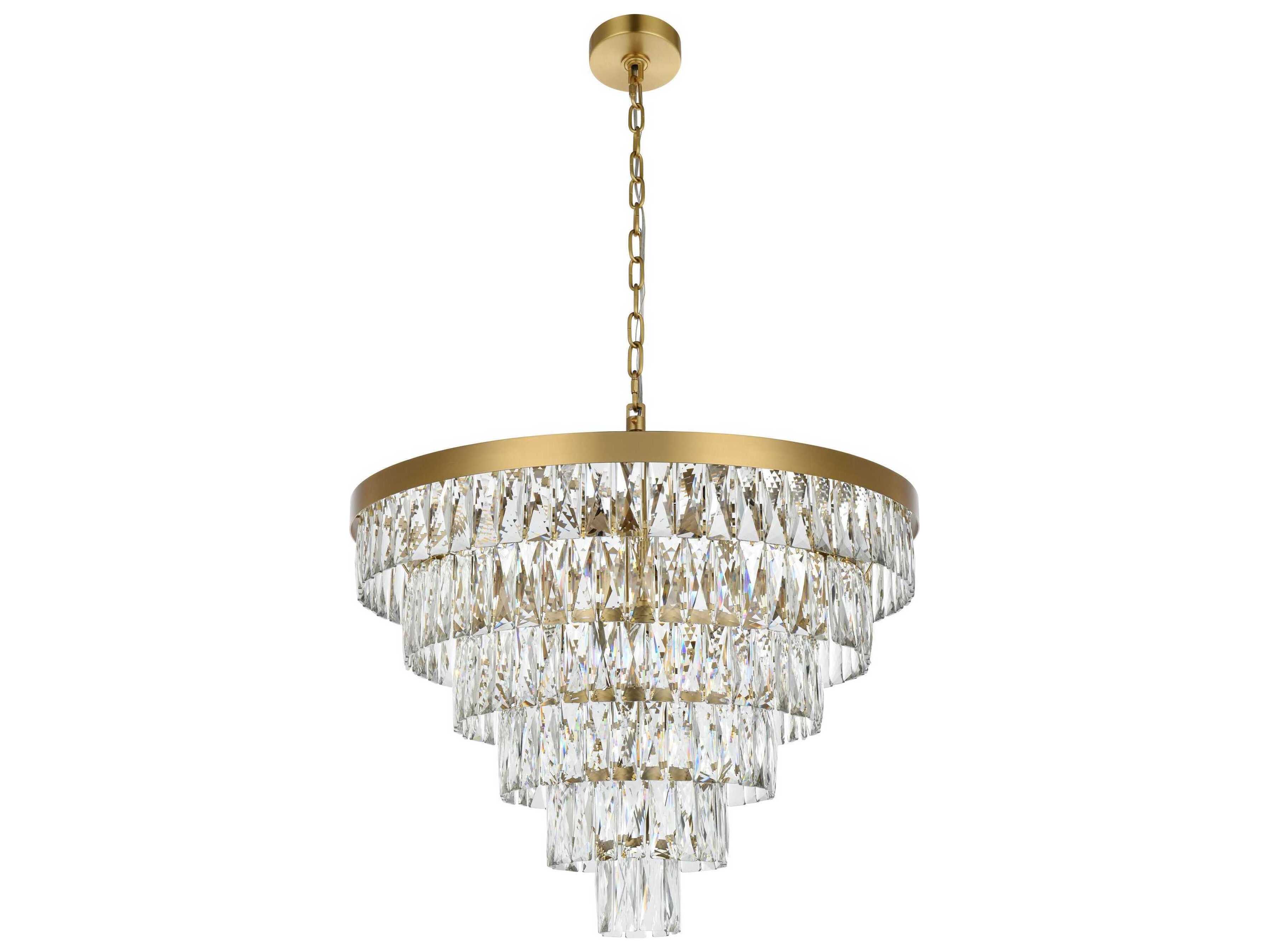 Elegant Lighting Josephine 13-Light Satin Gold Tiered Chandelier