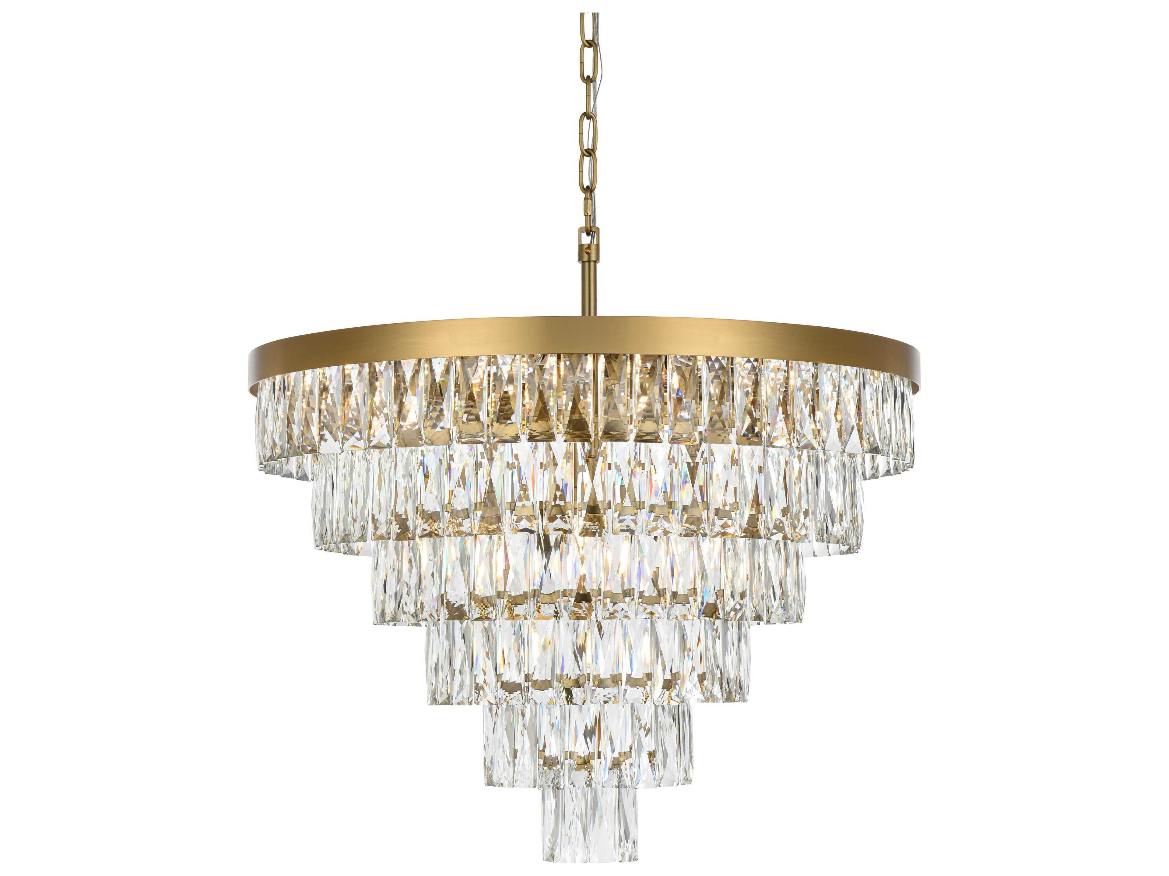 Elegant Lighting Josephine 13-Light Satin Gold Tiered Chandelier