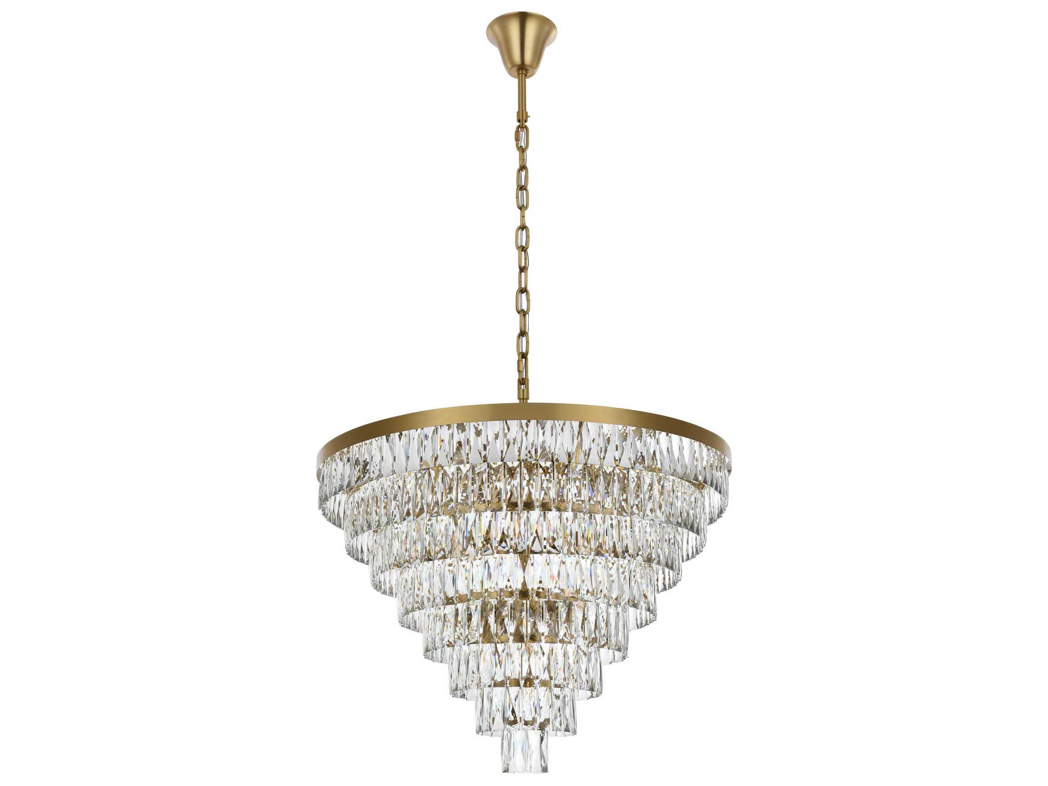 Elegant Lighting Josephine 29-Light Satin Gold Tiered Chandelier