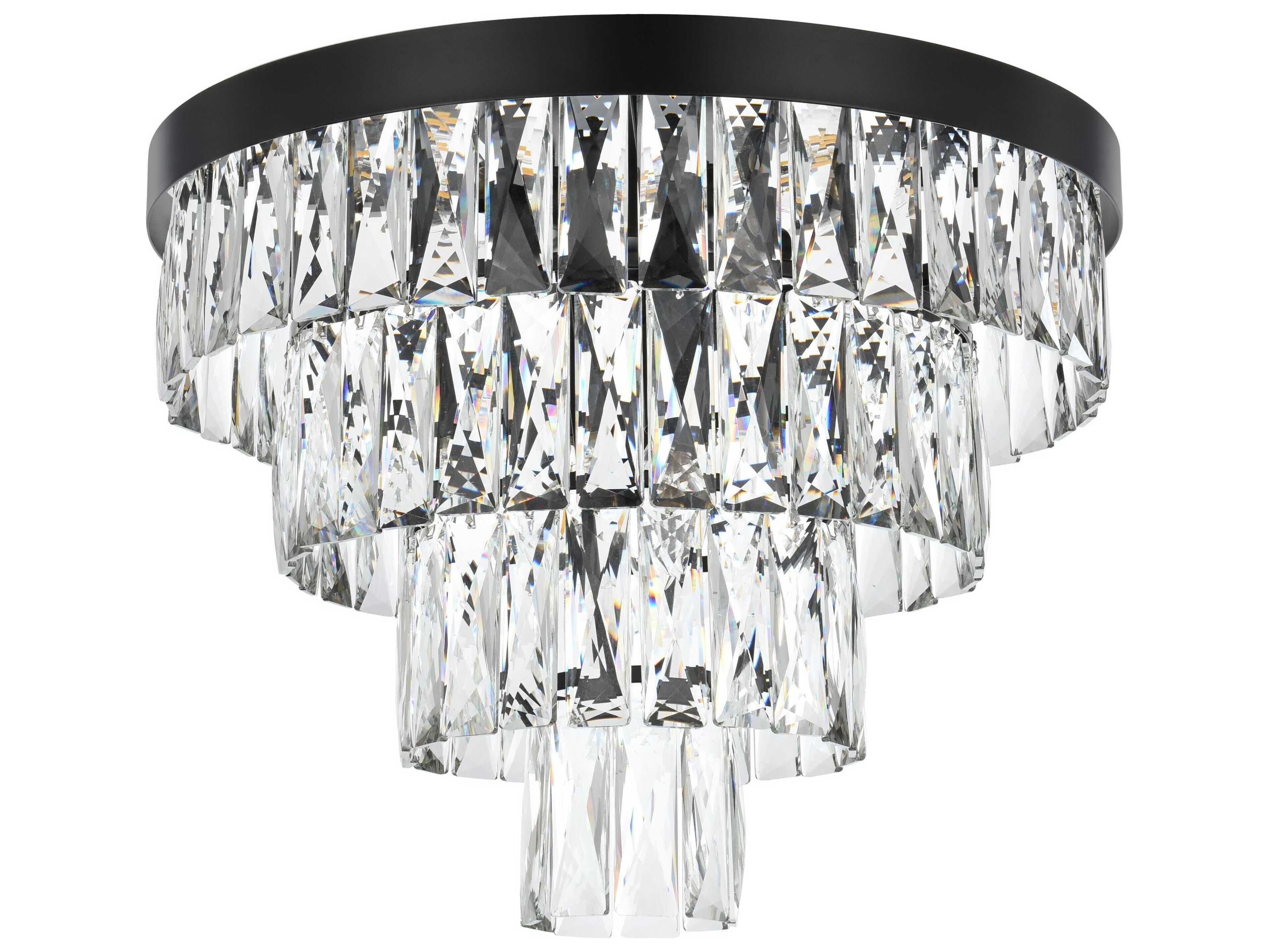 Elegant Lighting Josephine 6-Light Black Tiered Flush Mount