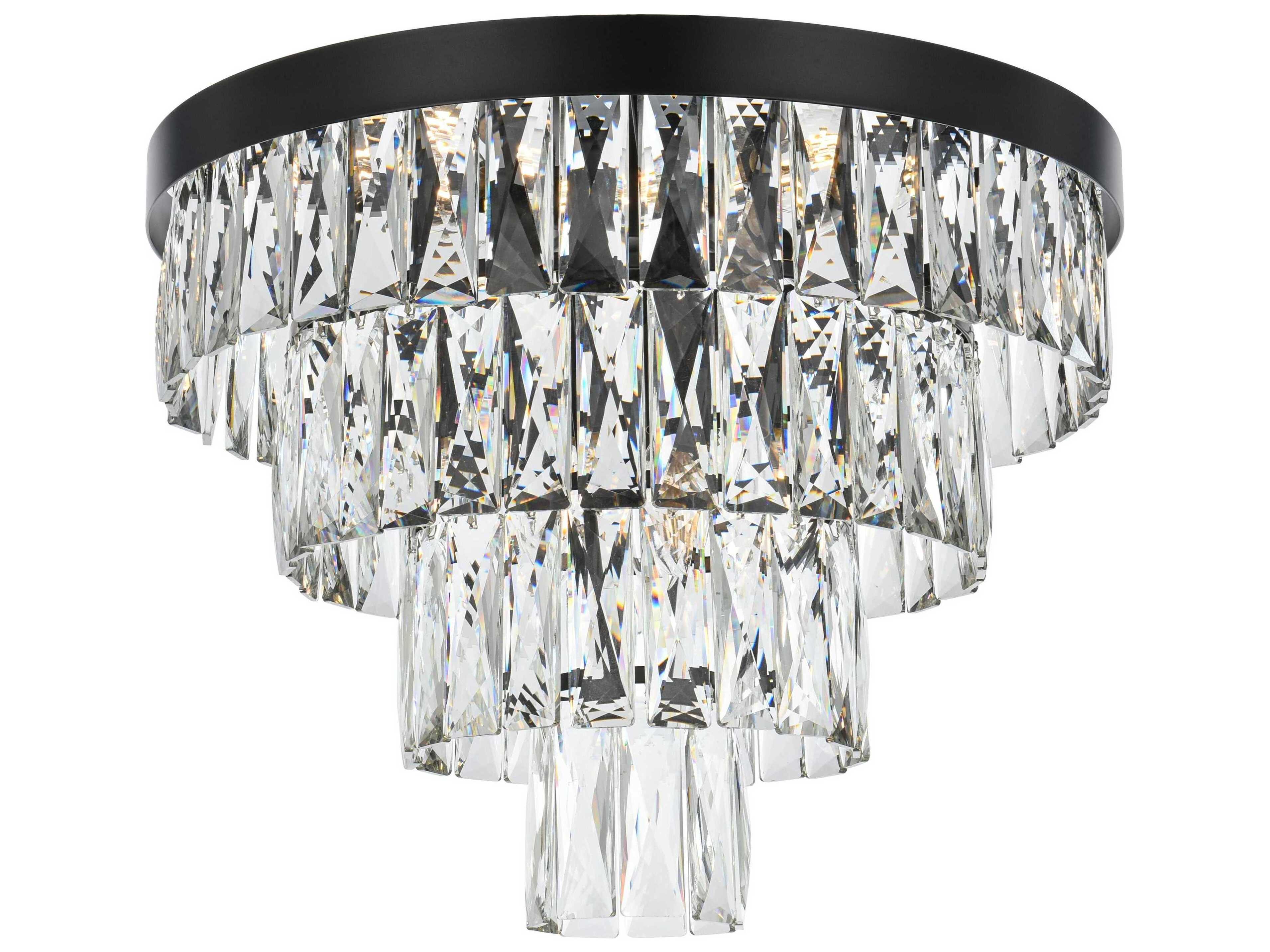 Elegant Lighting Josephine 6-Light Black Tiered Flush Mount