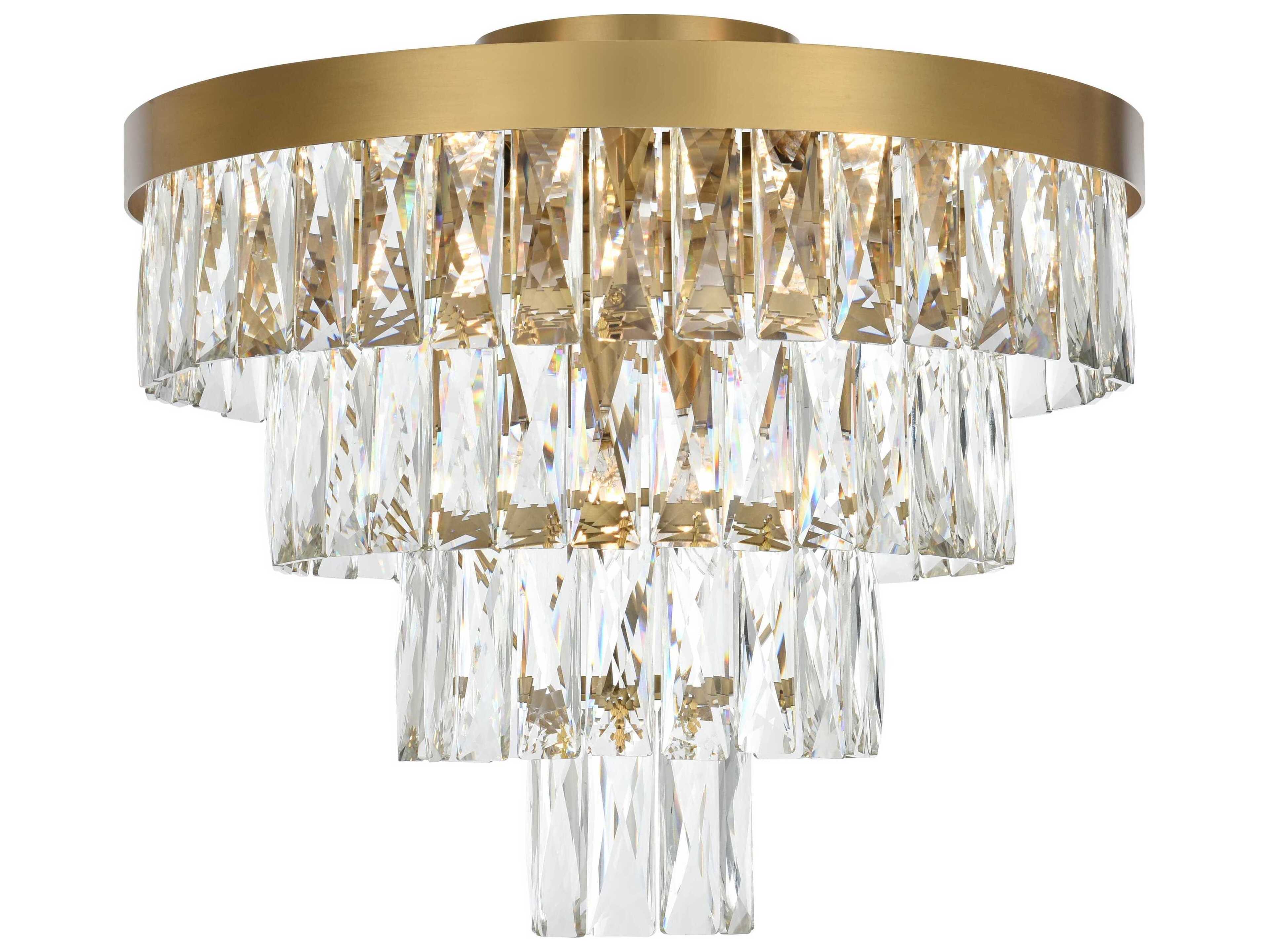 Elegant Lighting Josephine 6-Light Satin Gold Tiered Flush Mount