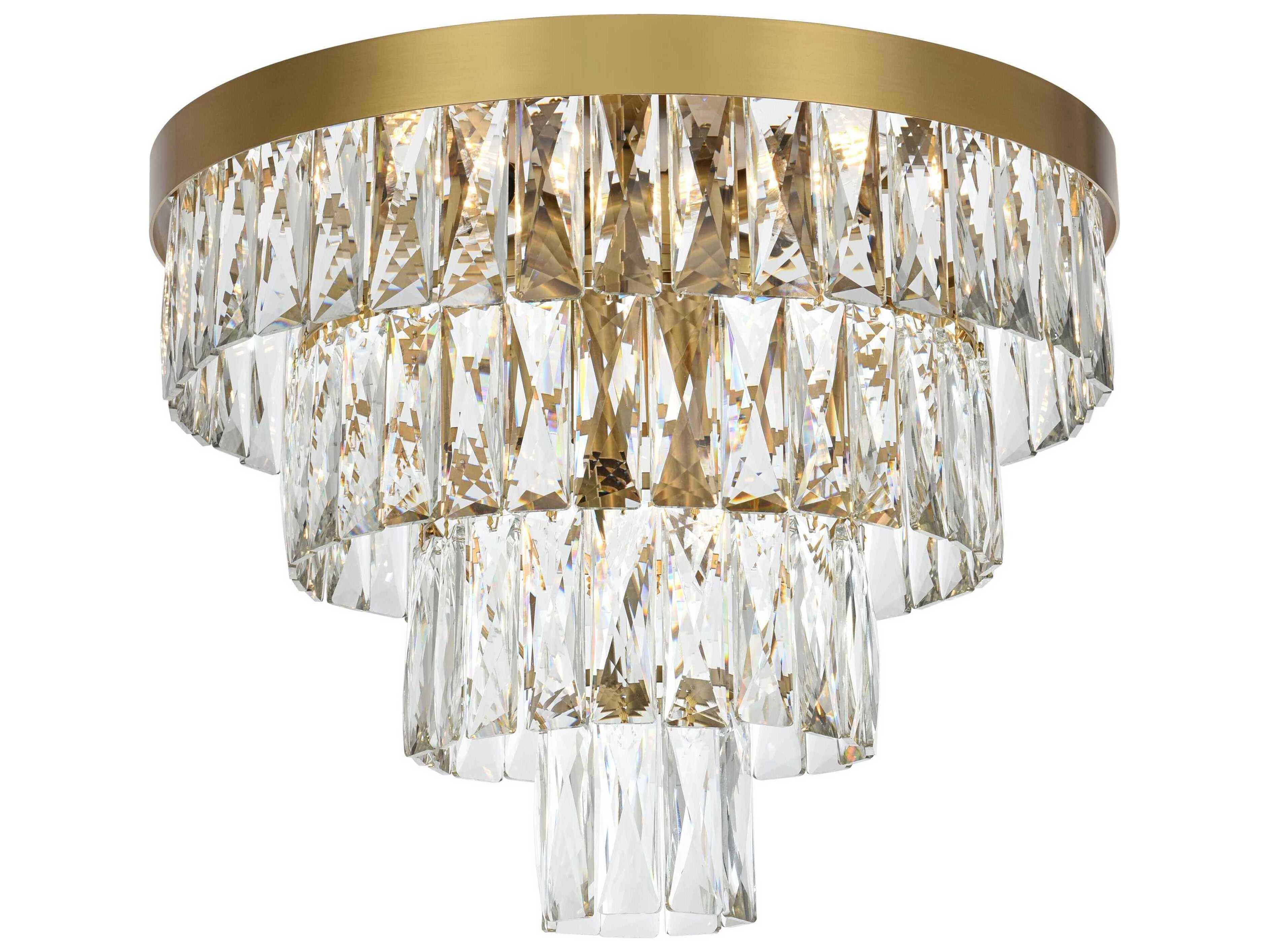 Elegant Lighting Josephine 6-Light Satin Gold Tiered Flush Mount
