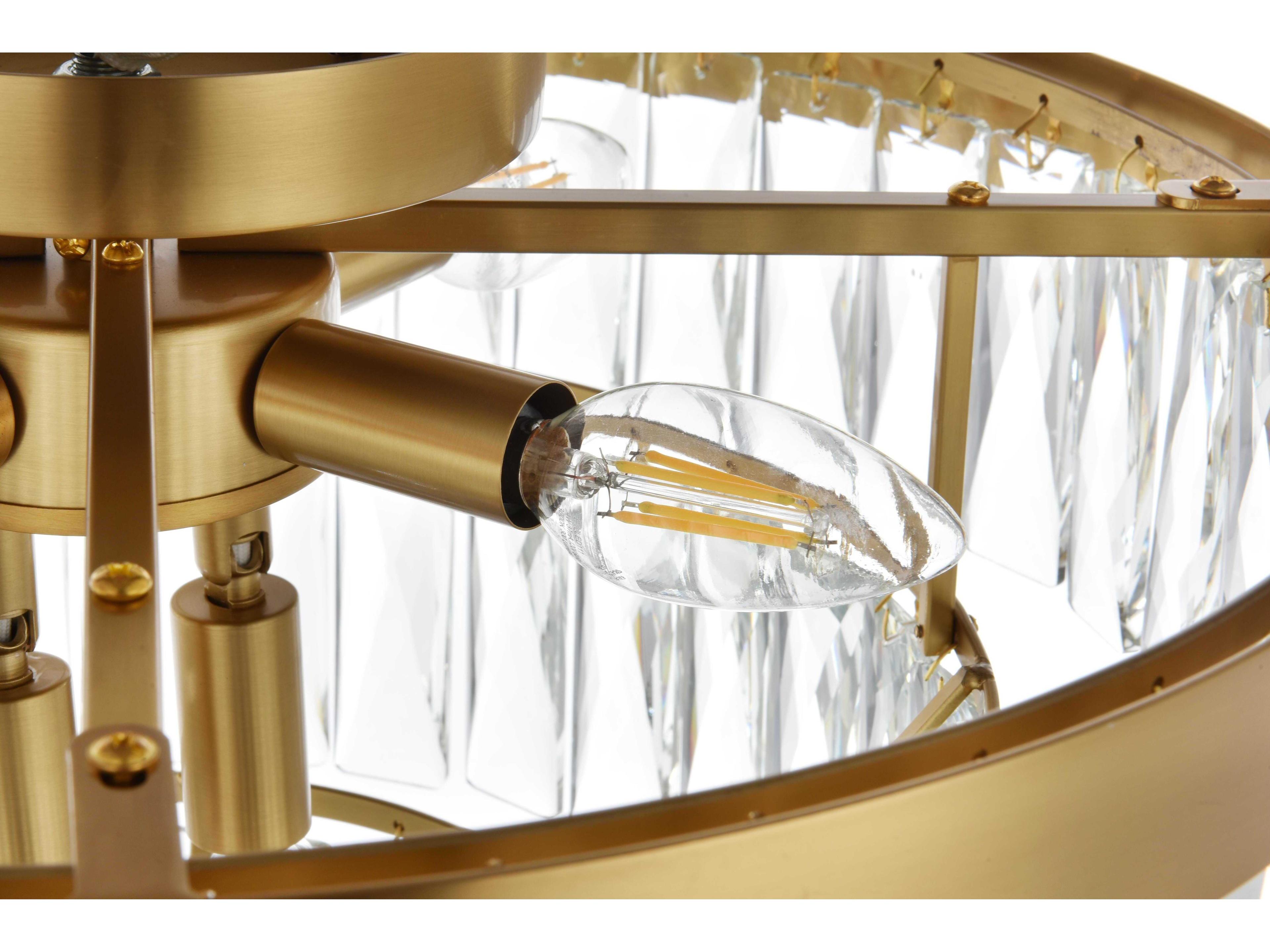 Elegant Lighting Josephine 6-Light Satin Gold Tiered Flush Mount