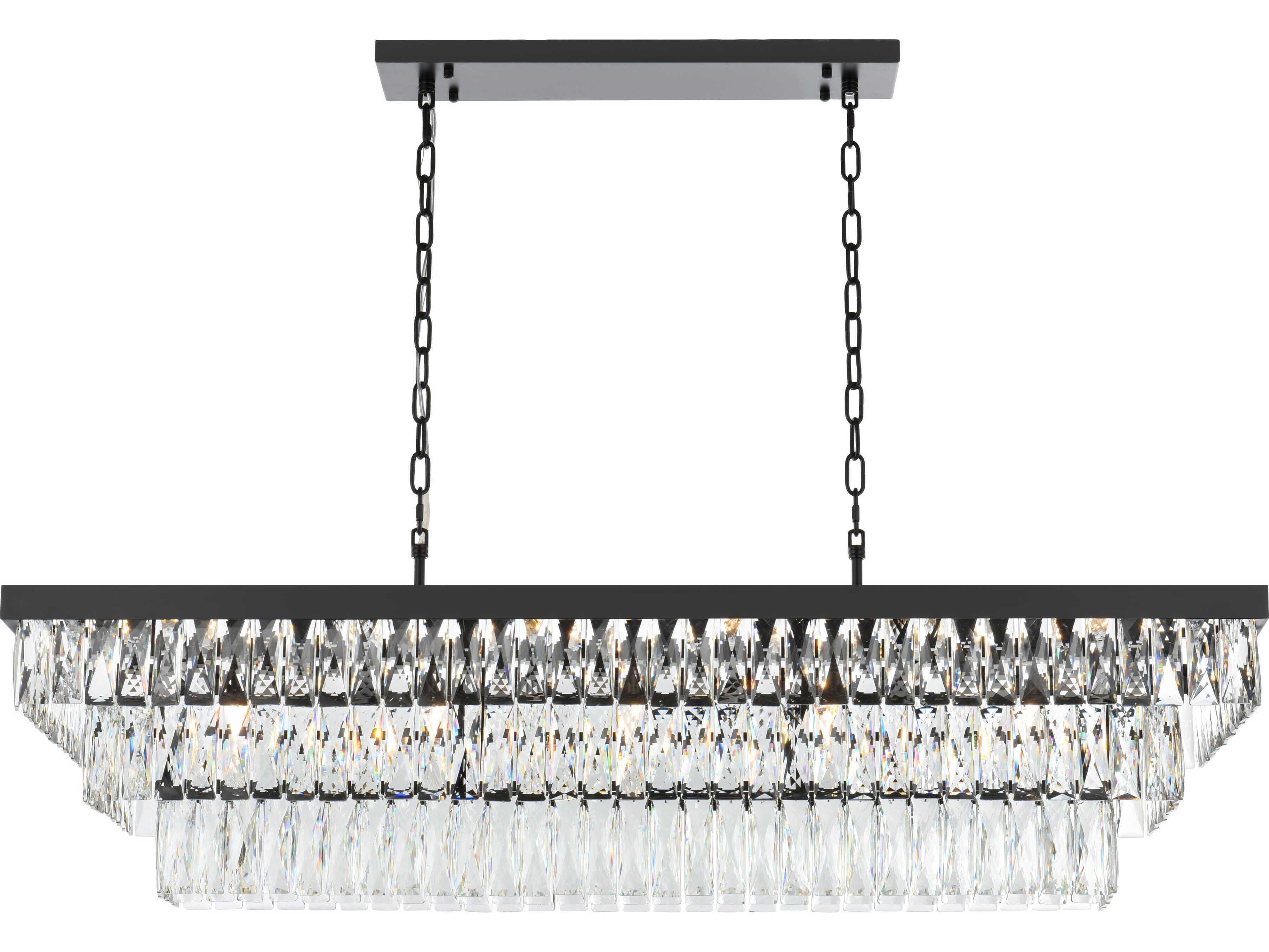 Elegant Lighting Josephine 17-Light Black Tiered Island Pendant