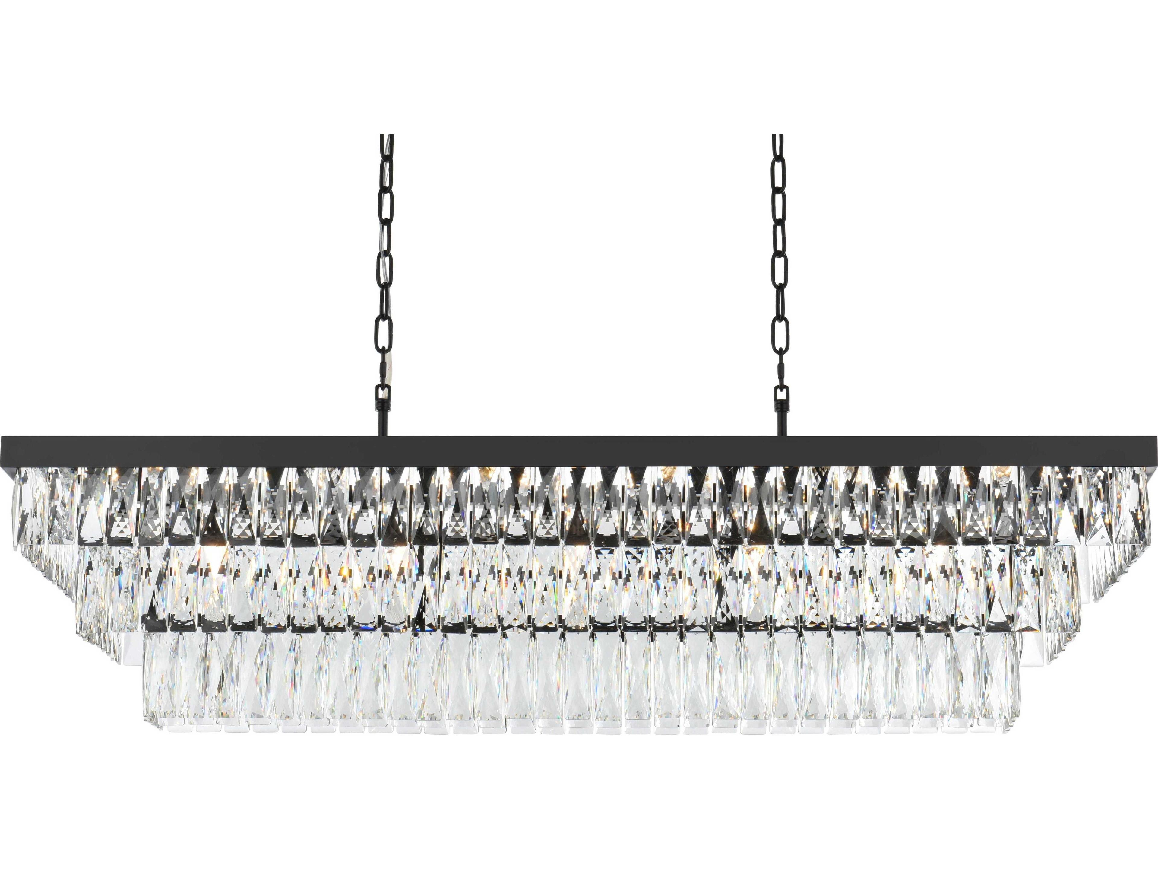 Elegant Lighting Josephine 17-Light Black Tiered Island Pendant