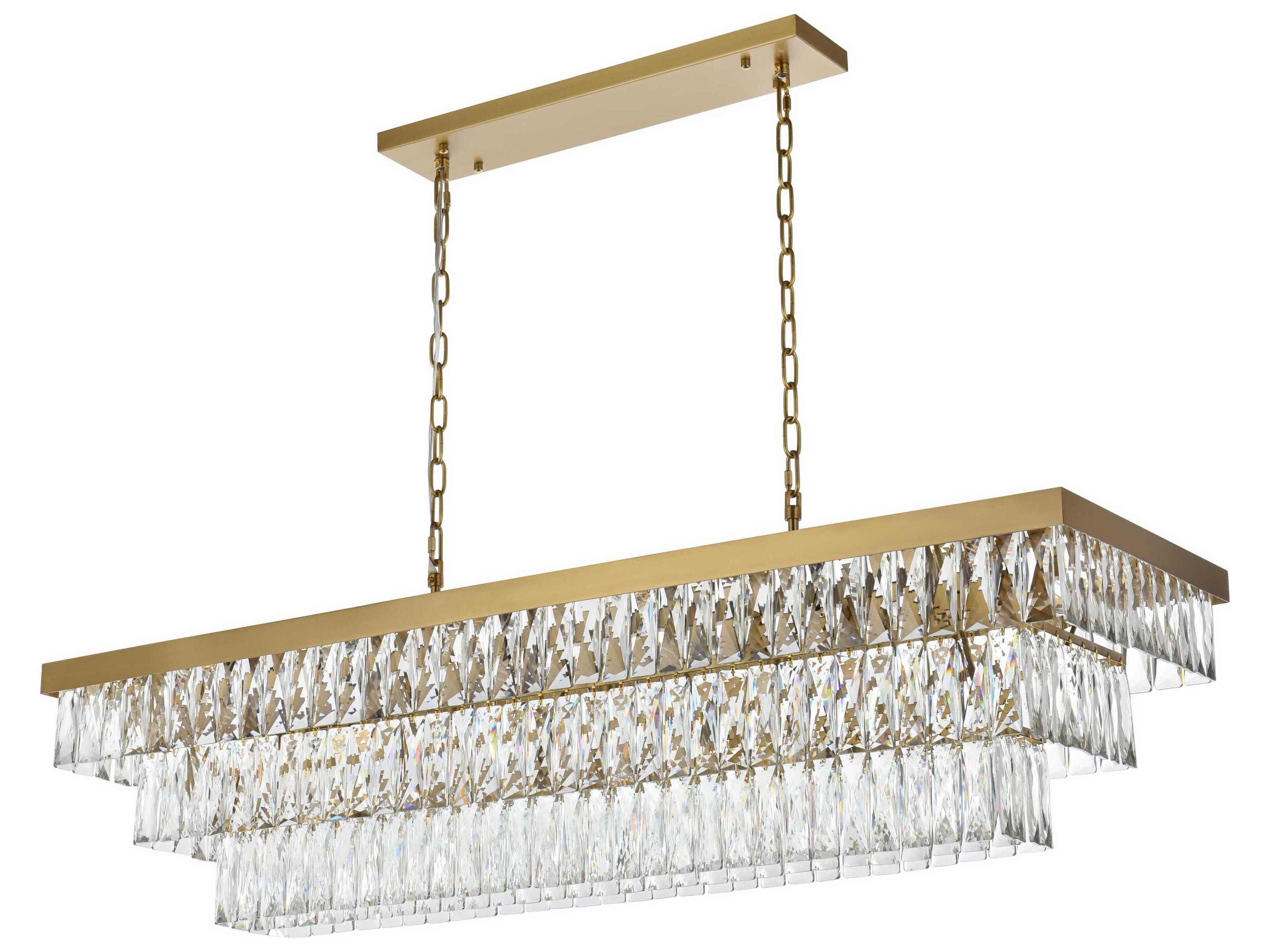 Elegant Lighting Josephine 17-Light Satin Gold Tiered Island Pendant