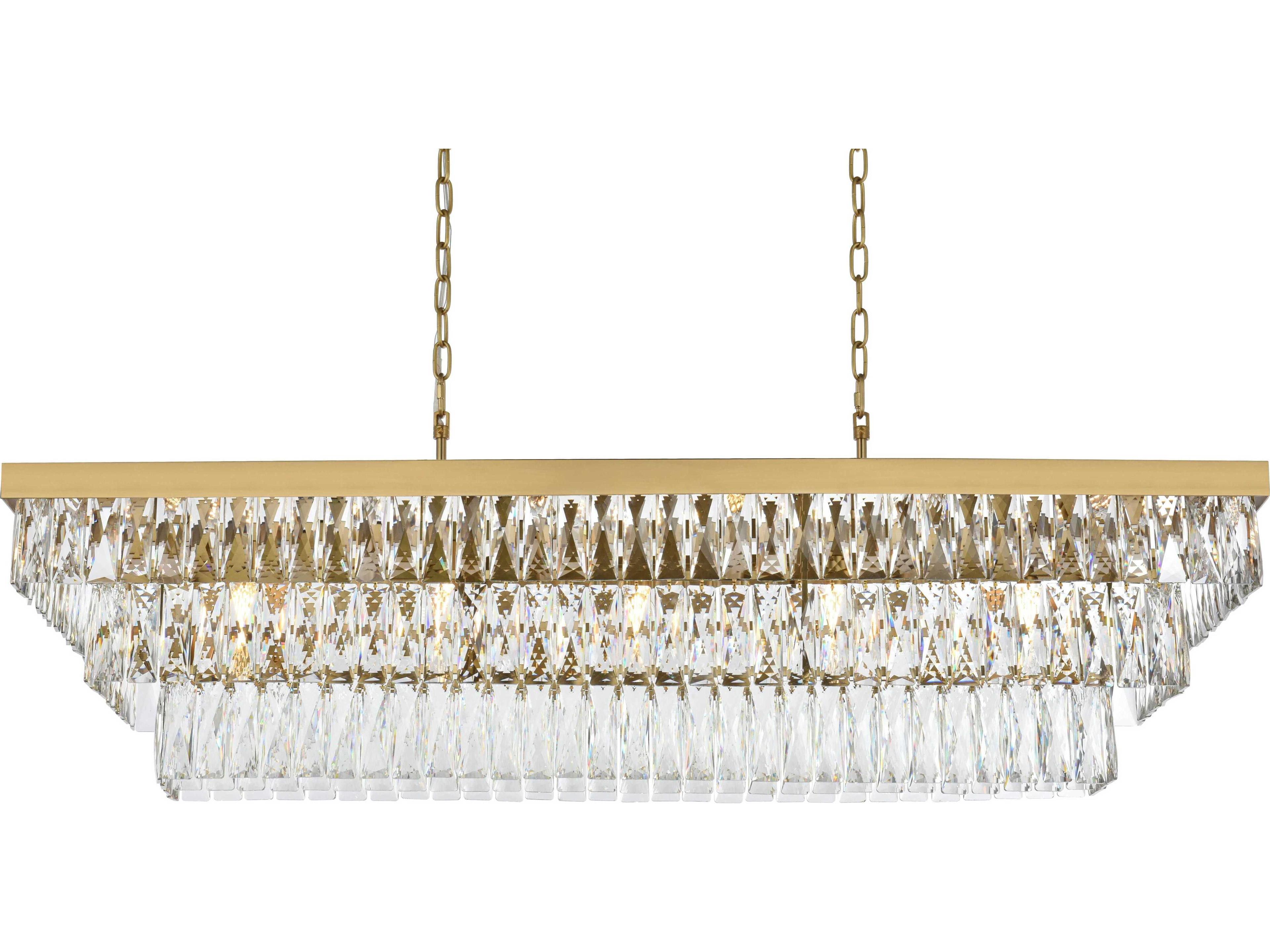 Elegant Lighting Josephine 17-Light Satin Gold Tiered Island Pendant