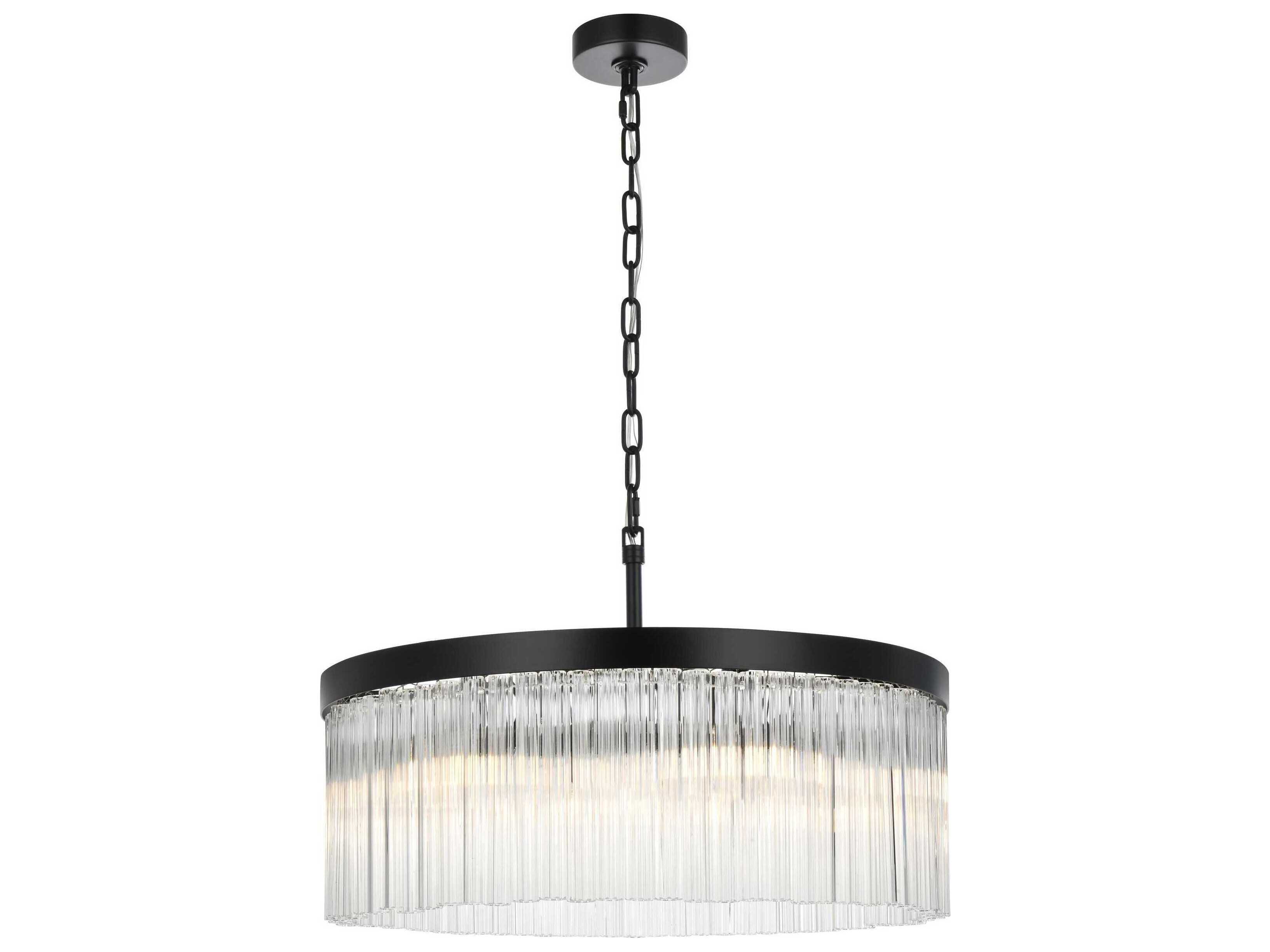 Elegant Lighting Harlow 6-Light Black Drum Chandelier