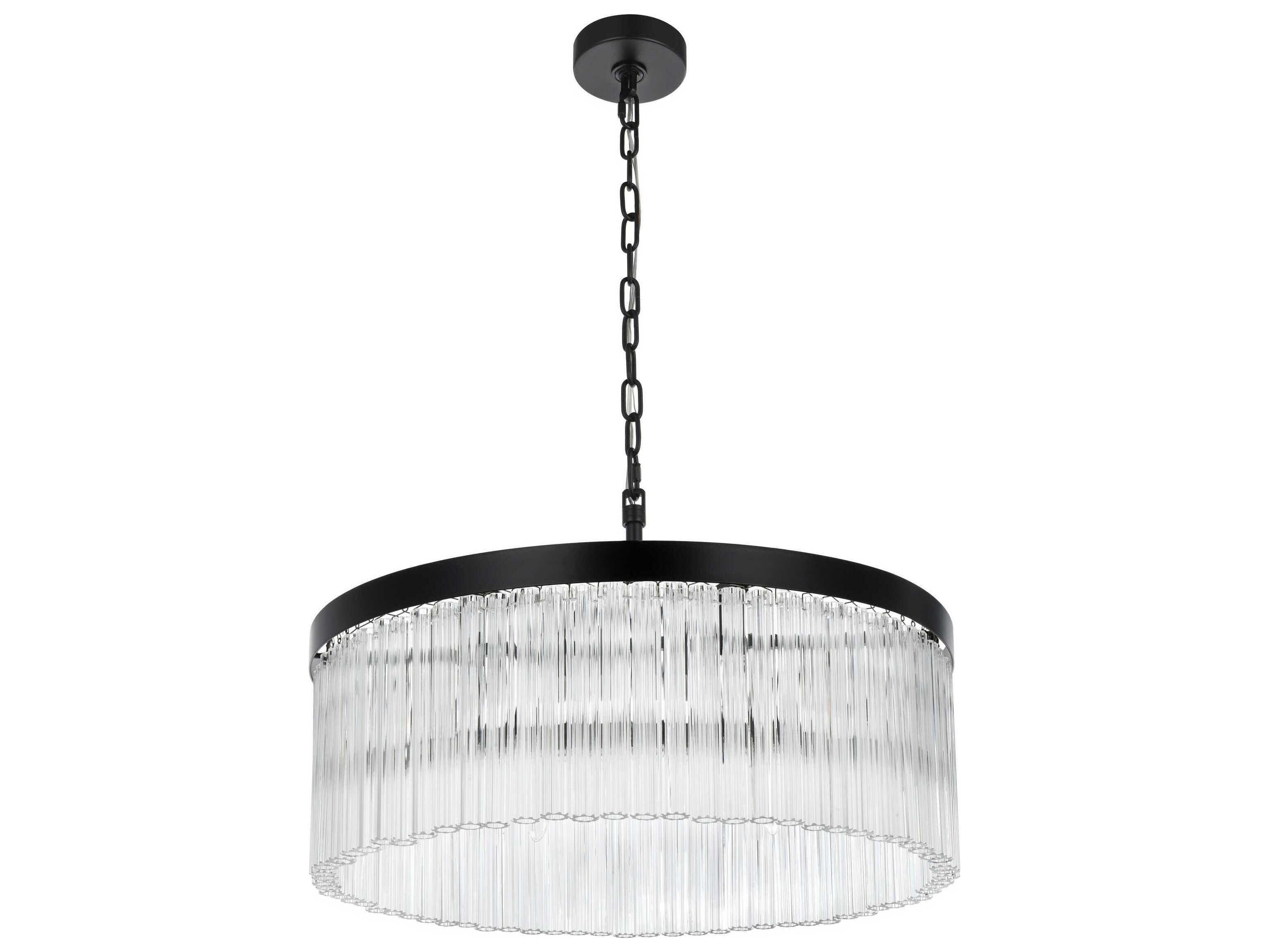 Elegant Lighting Harlow 6-Light Black Drum Chandelier