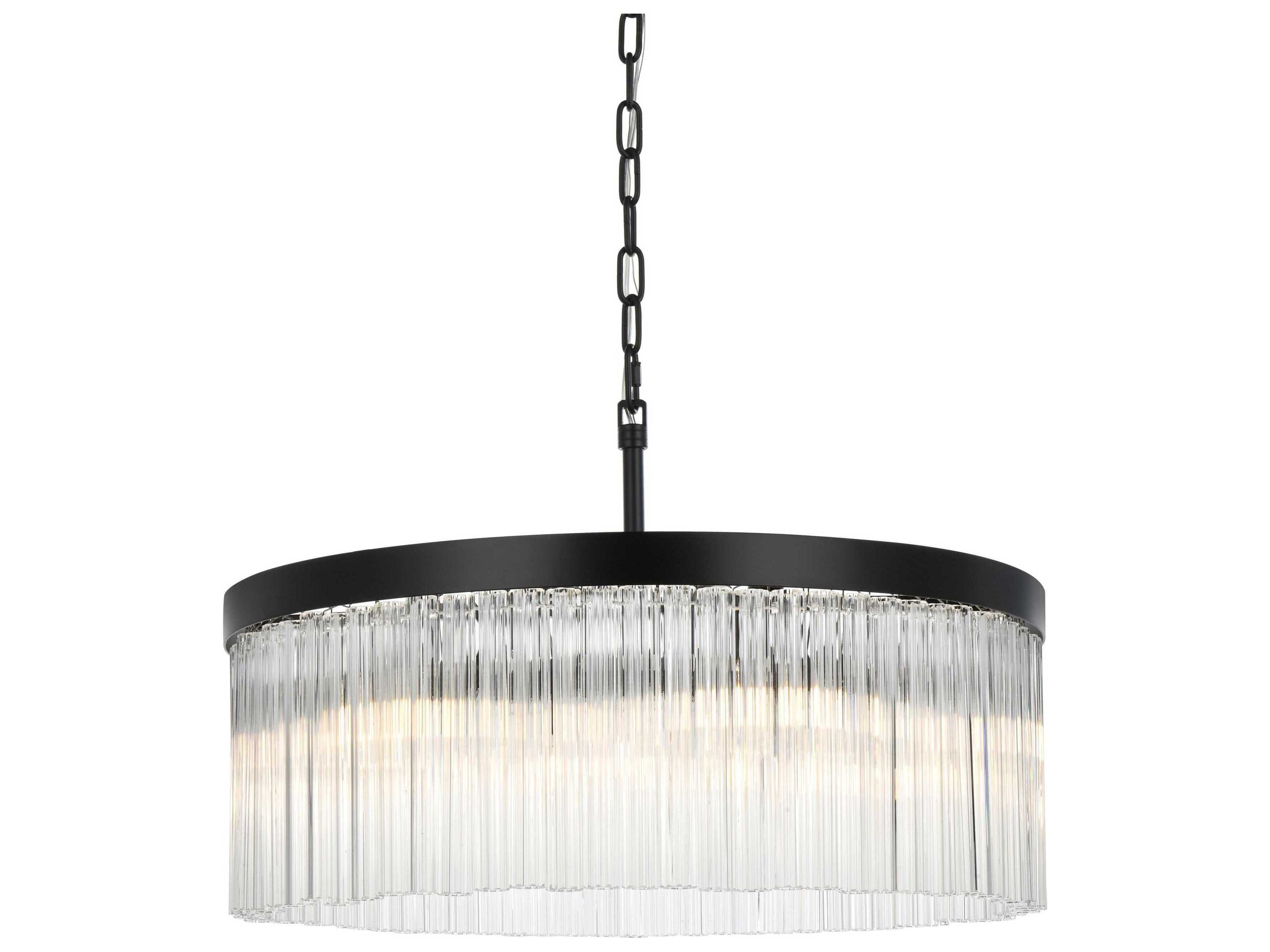 Elegant Lighting Harlow 6-Light Black Drum Chandelier