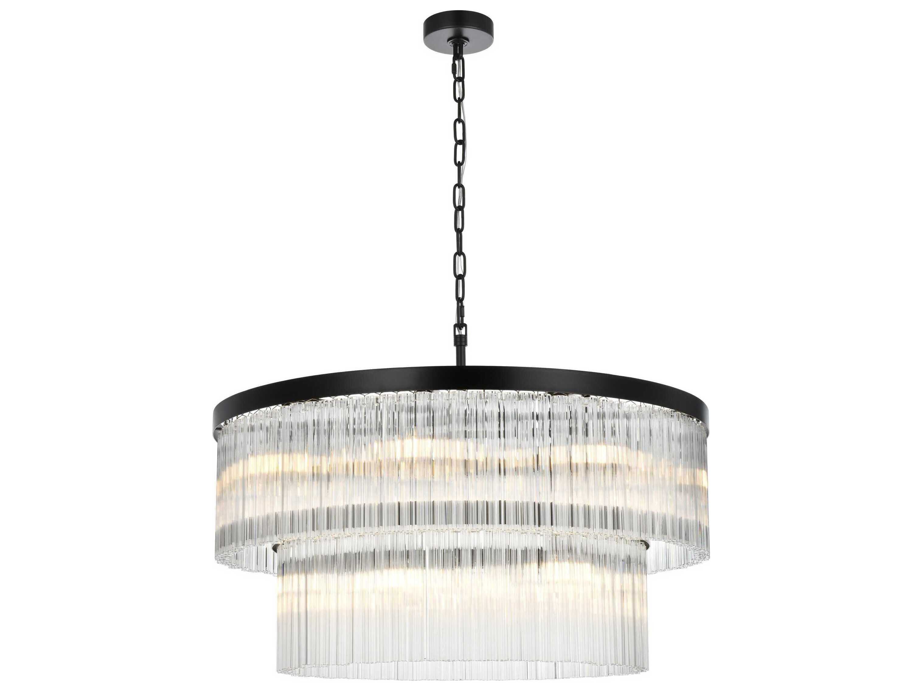 Elegant Lighting Harlow 14-Light Black Tiered Chandelier