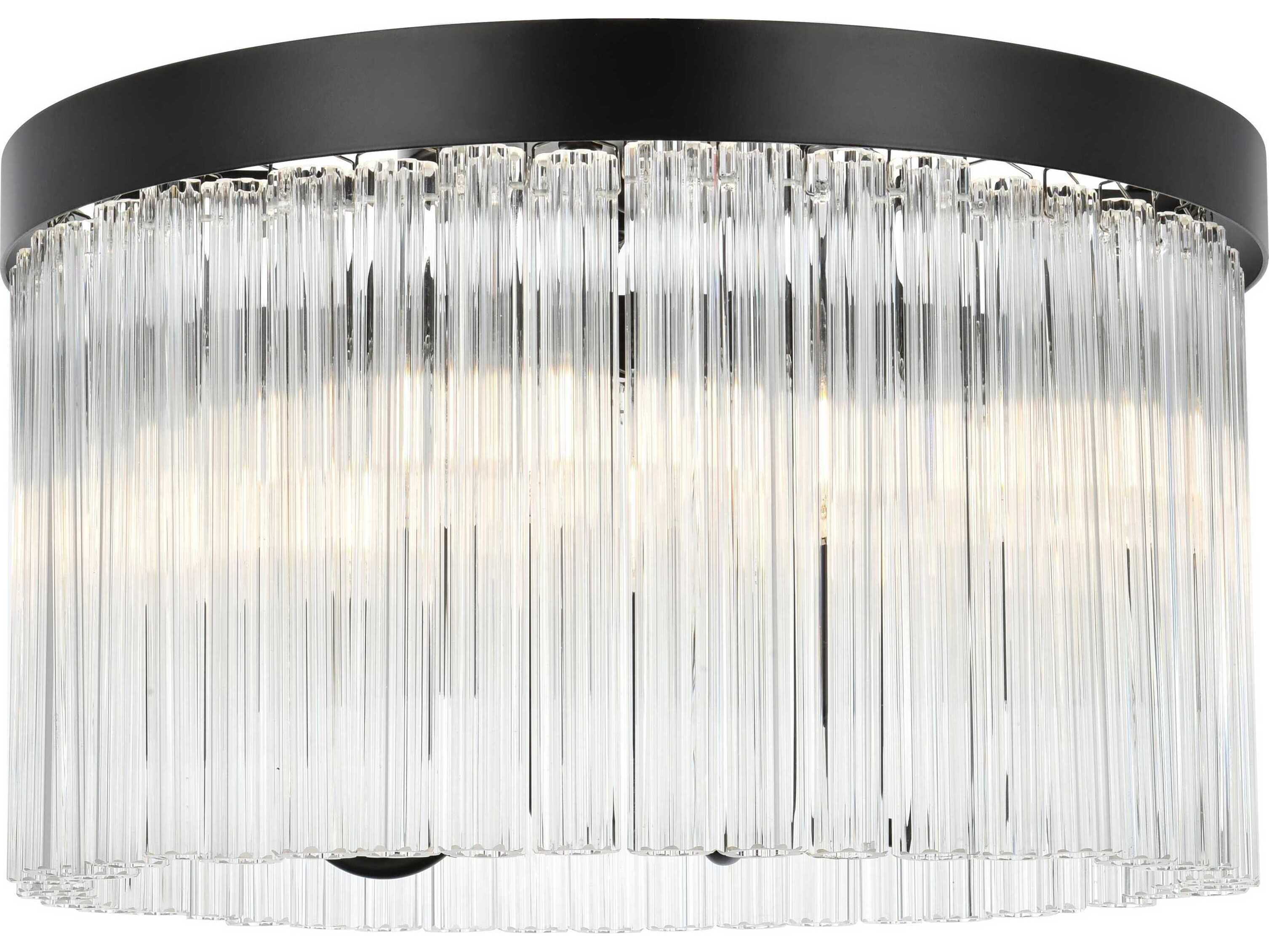 Elegant Lighting Harlow 4-Light Black Drum Flush Mount