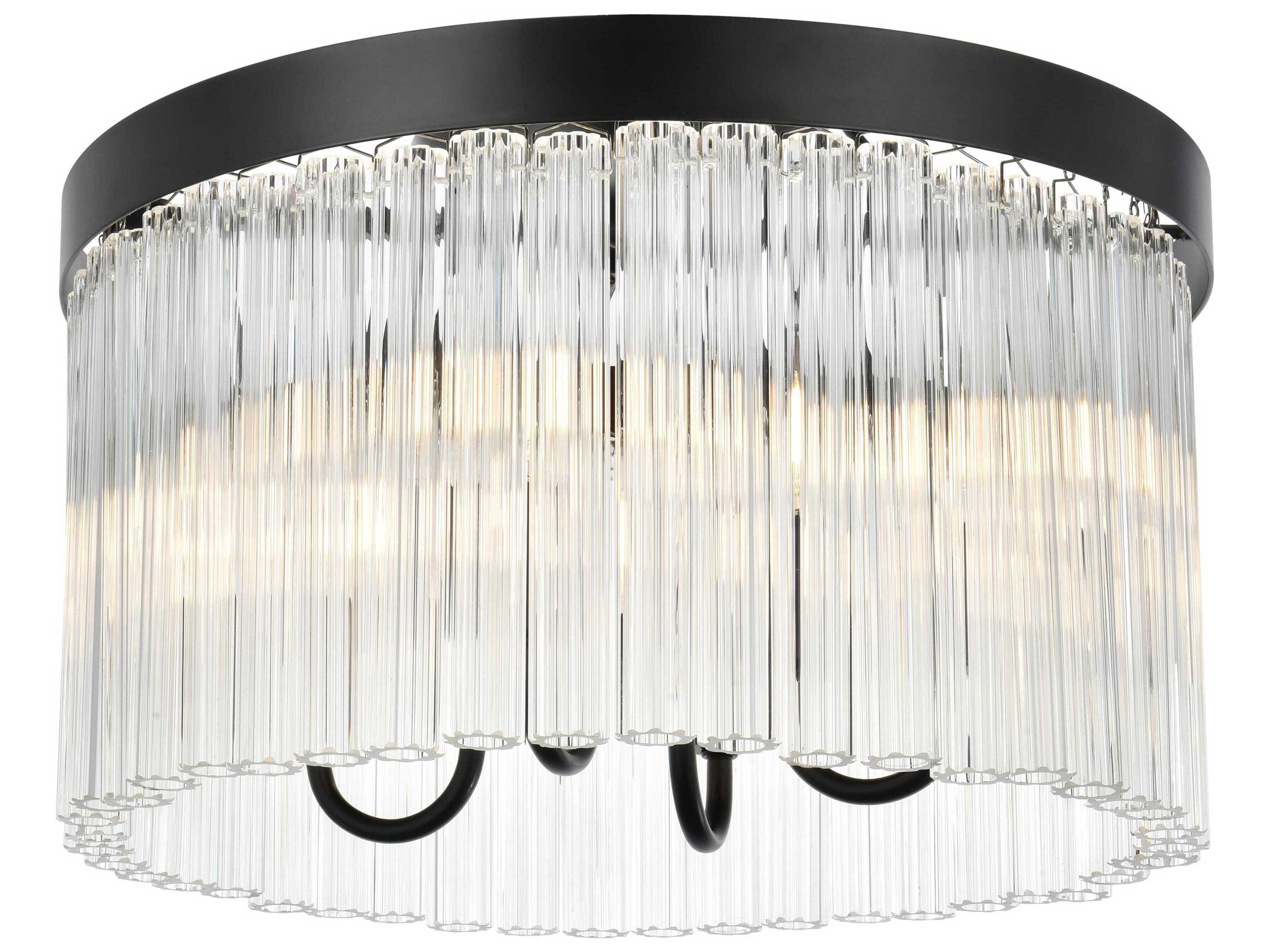 Elegant Lighting Harlow 4-Light Black Drum Flush Mount