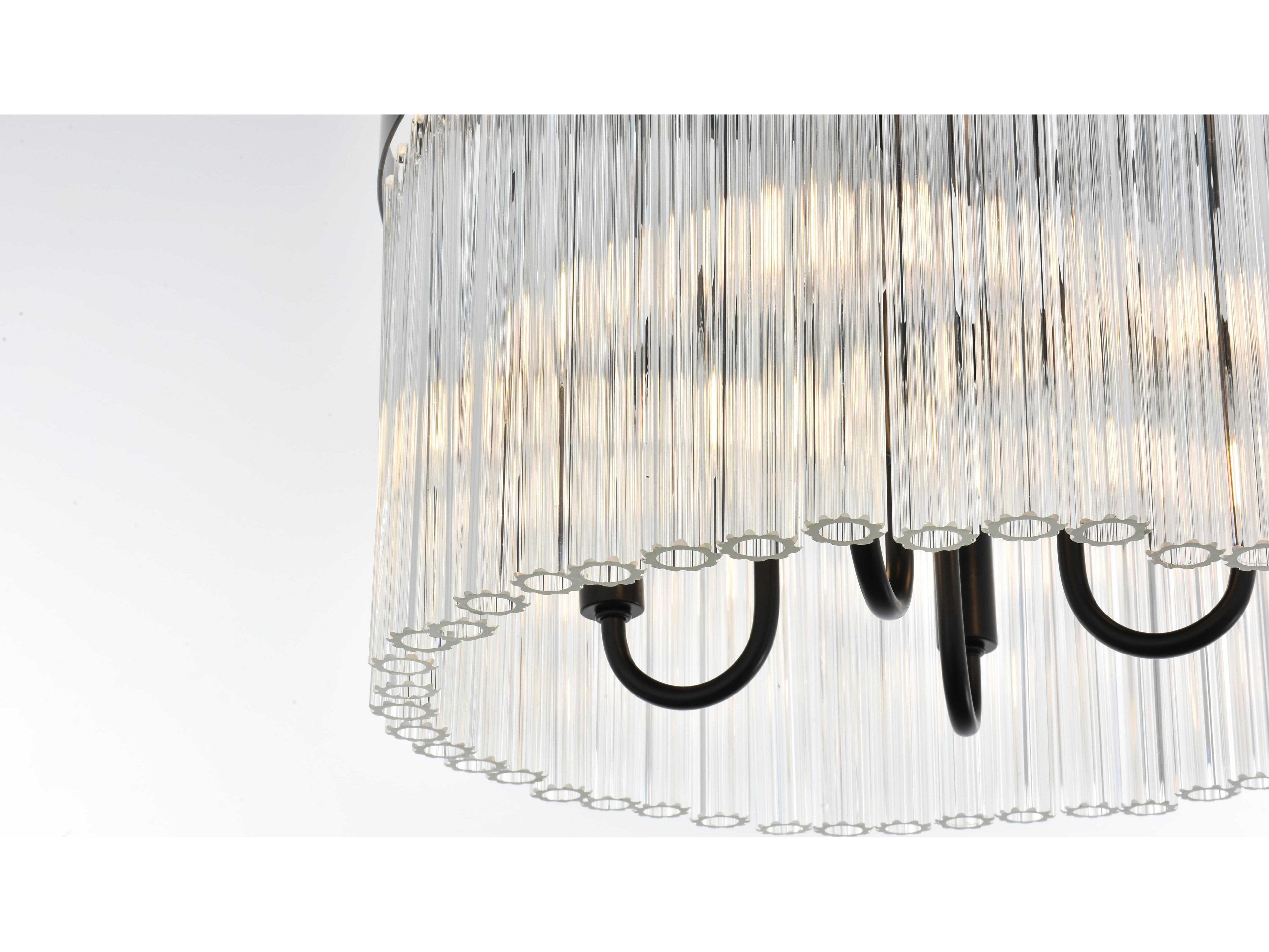 Elegant Lighting Harlow 4-Light Black Drum Flush Mount