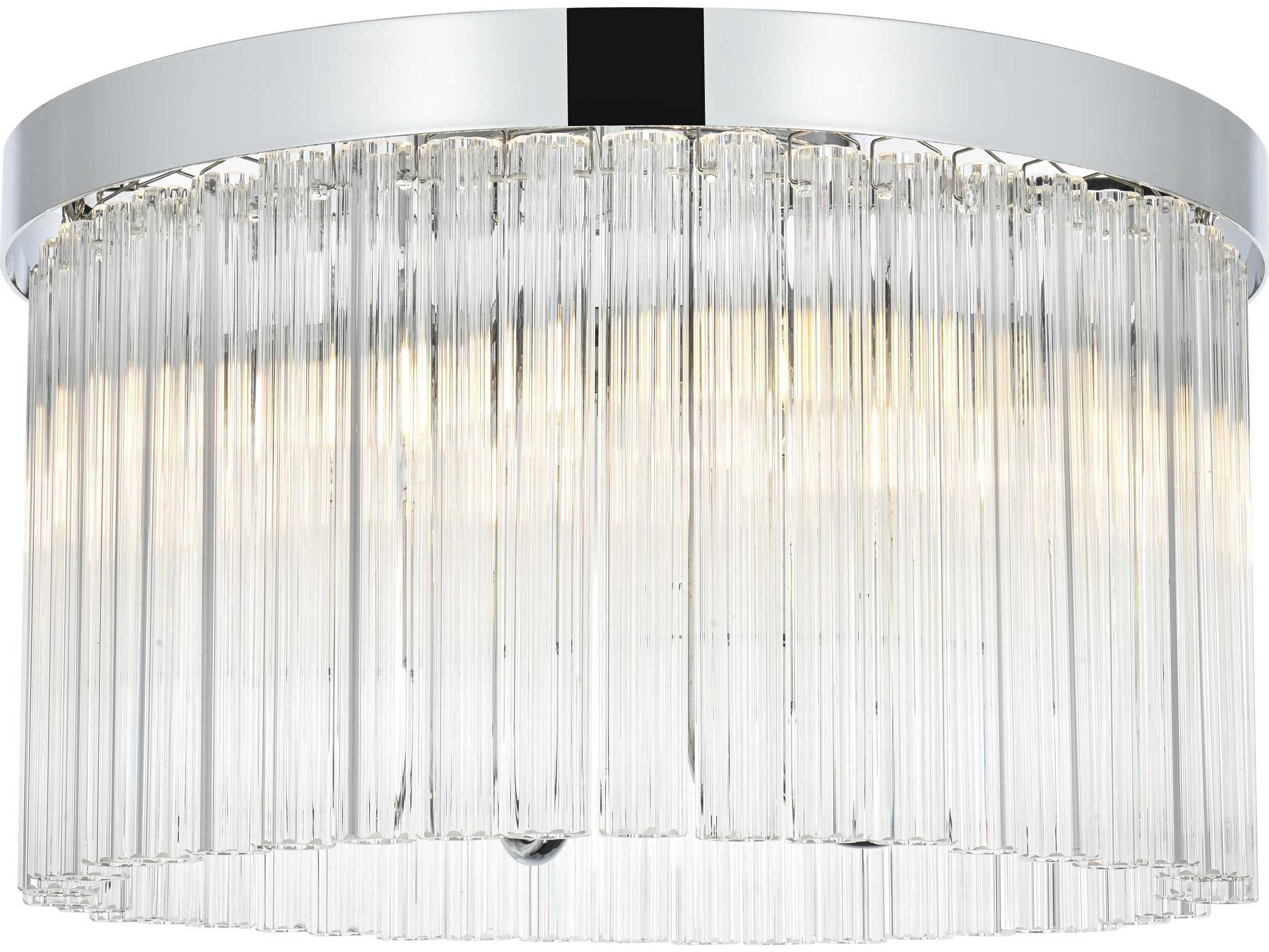 Elegant Lighting Harlow 4-Light Chrome Drum Flush Mount