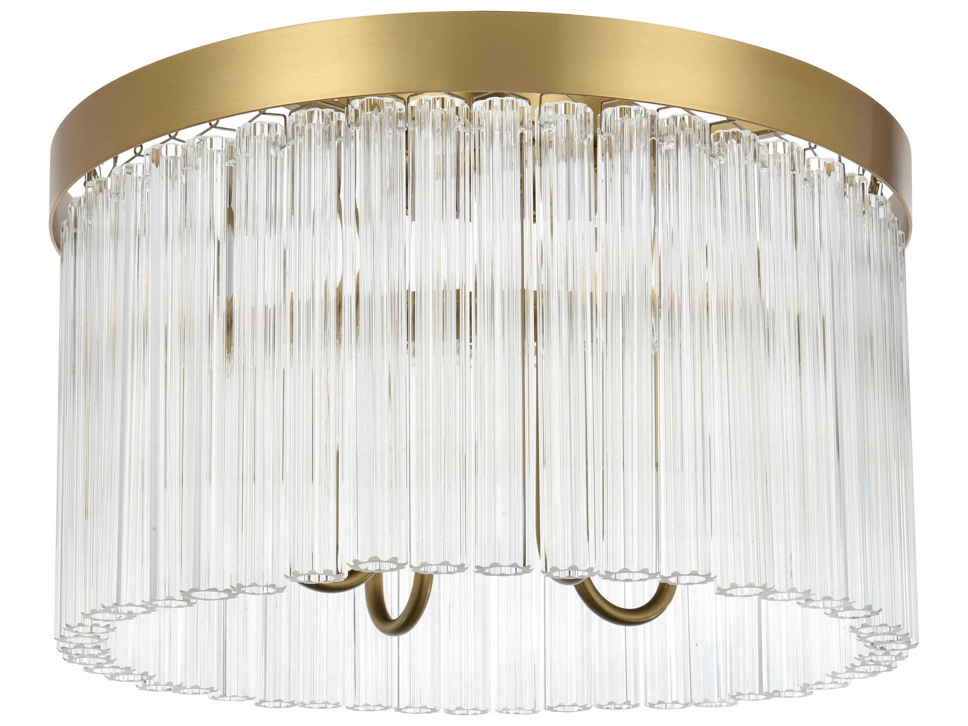 Elegant Lighting Harlow 4-Light Satin Gold Drum Flush Mount