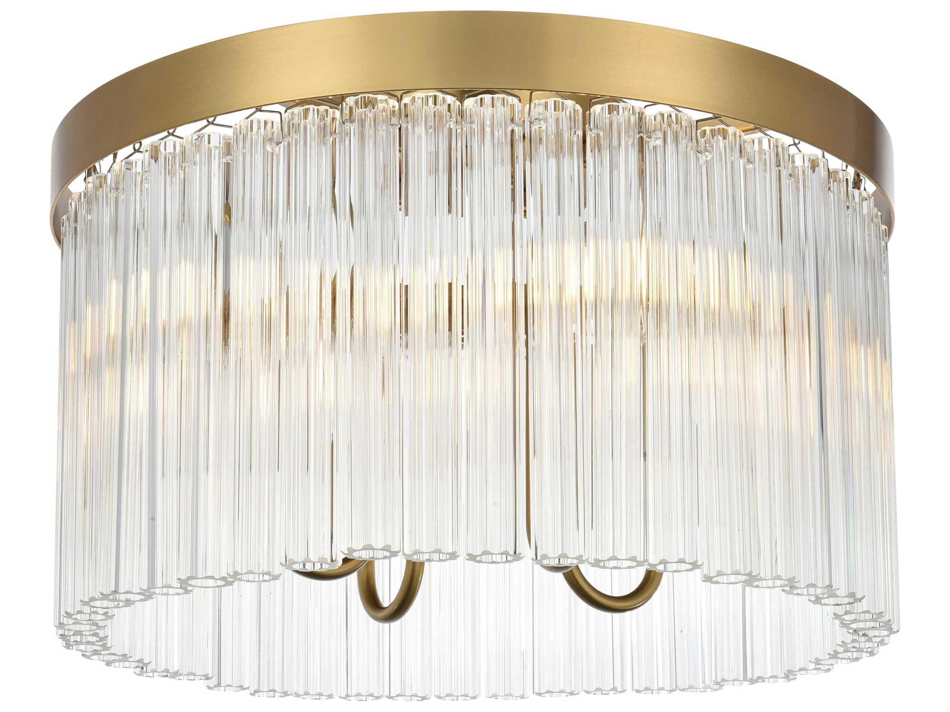 Elegant Lighting Harlow 4-Light Satin Gold Drum Flush Mount