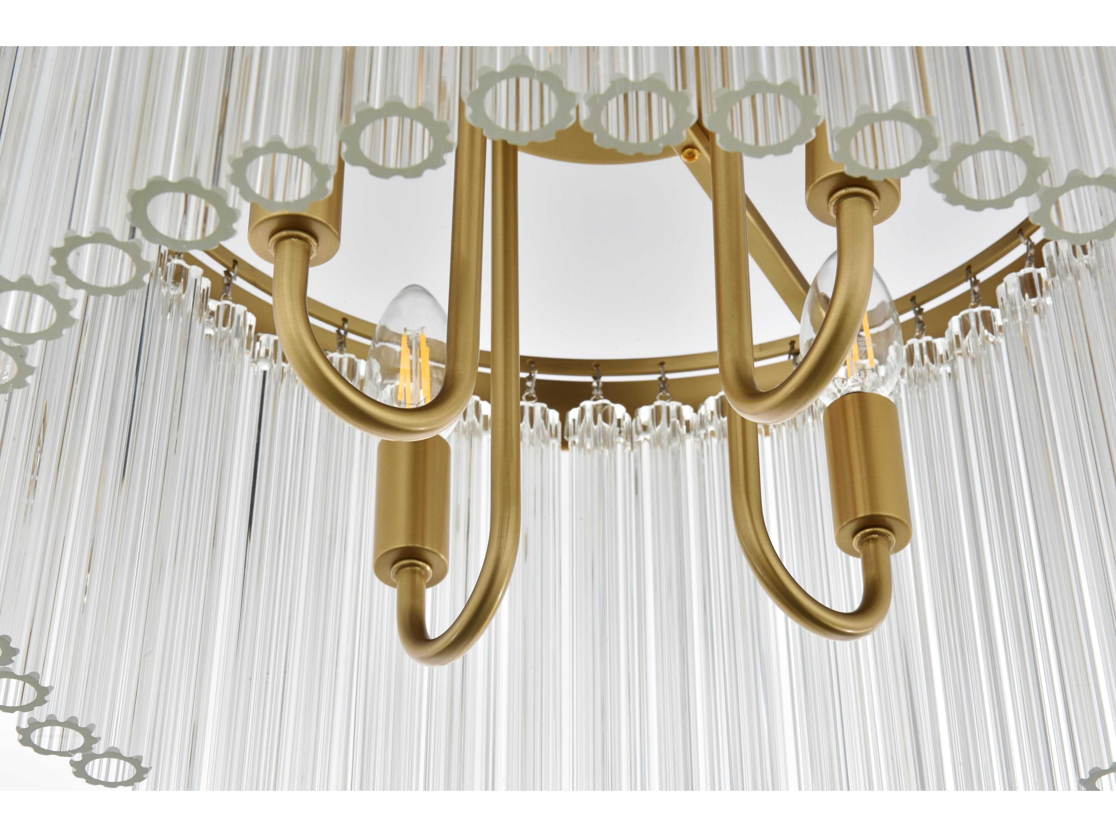 Elegant Lighting Harlow 4-Light Satin Gold Drum Flush Mount