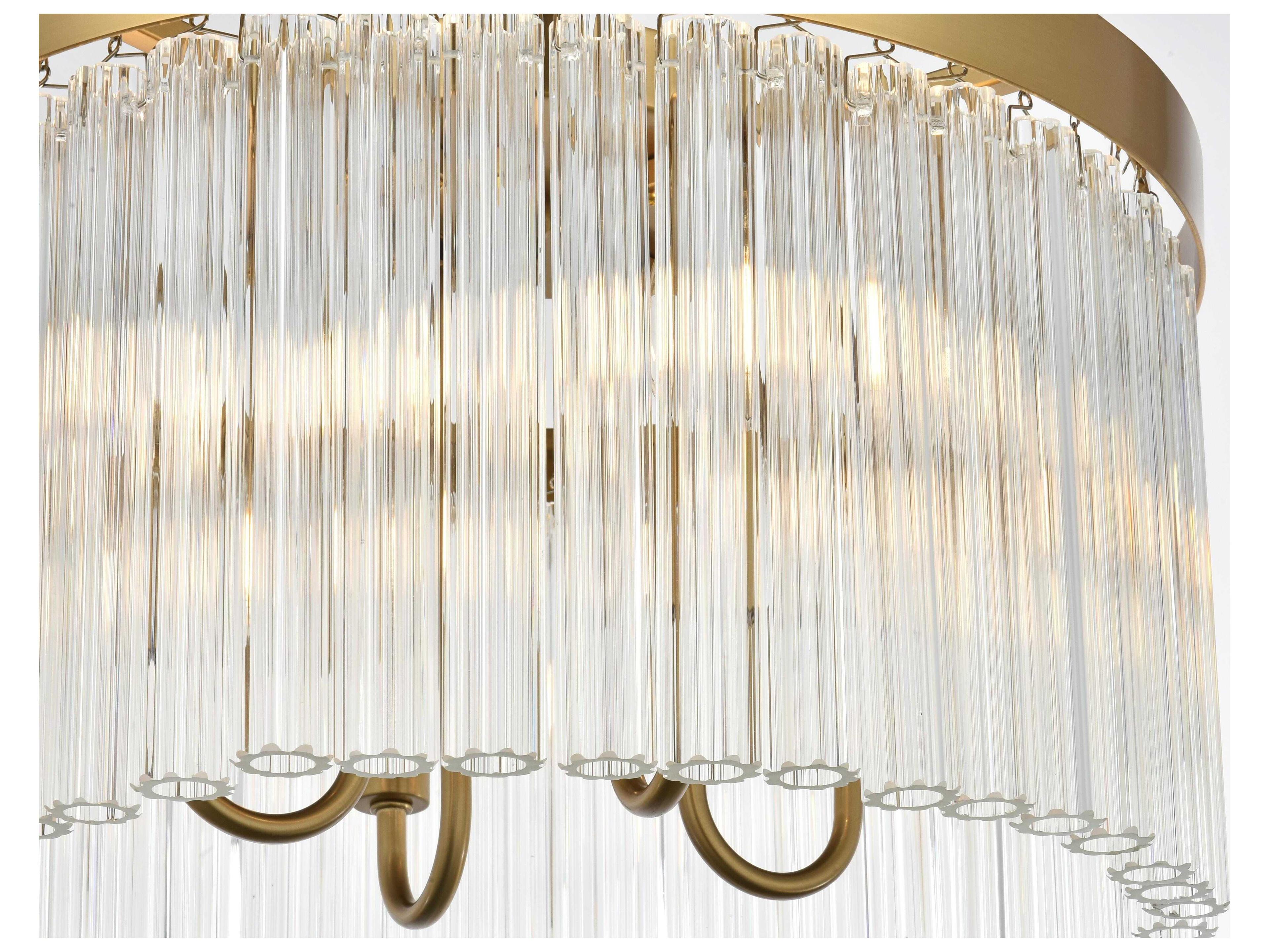 Elegant Lighting Harlow 4-Light Satin Gold Drum Flush Mount