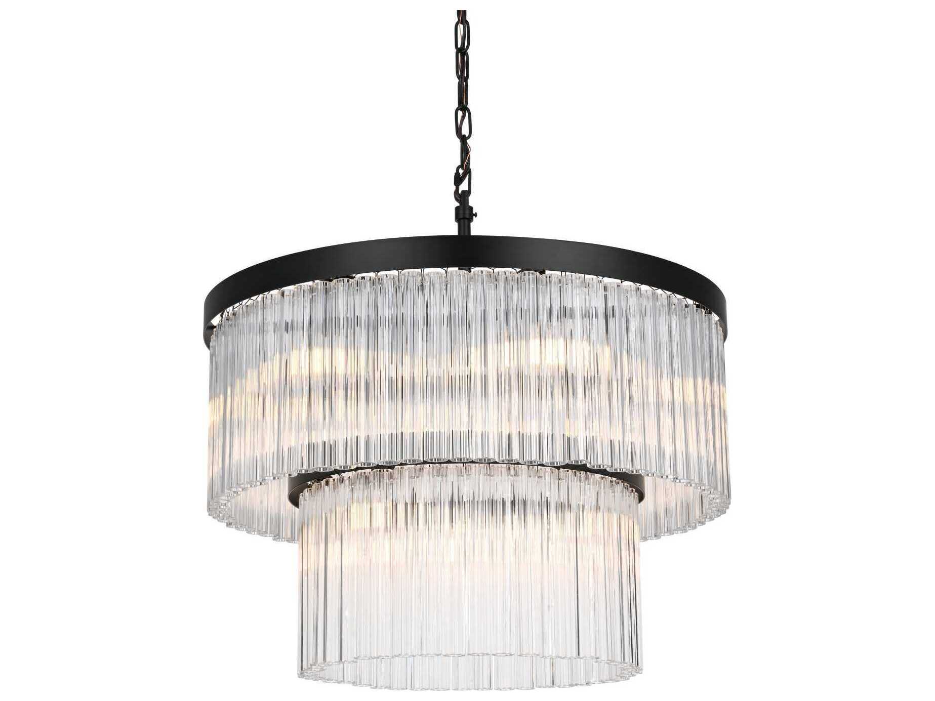 Elegant Lighting Harlow 9-Light Black Tiered Chandelier