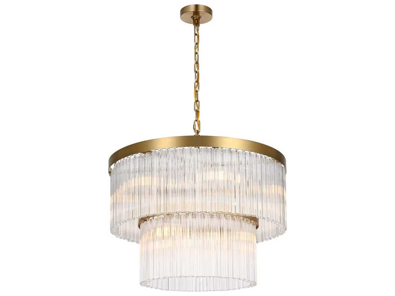 Elegant Lighting Harlow 9-Light Satin Gold Tiered Chandelier