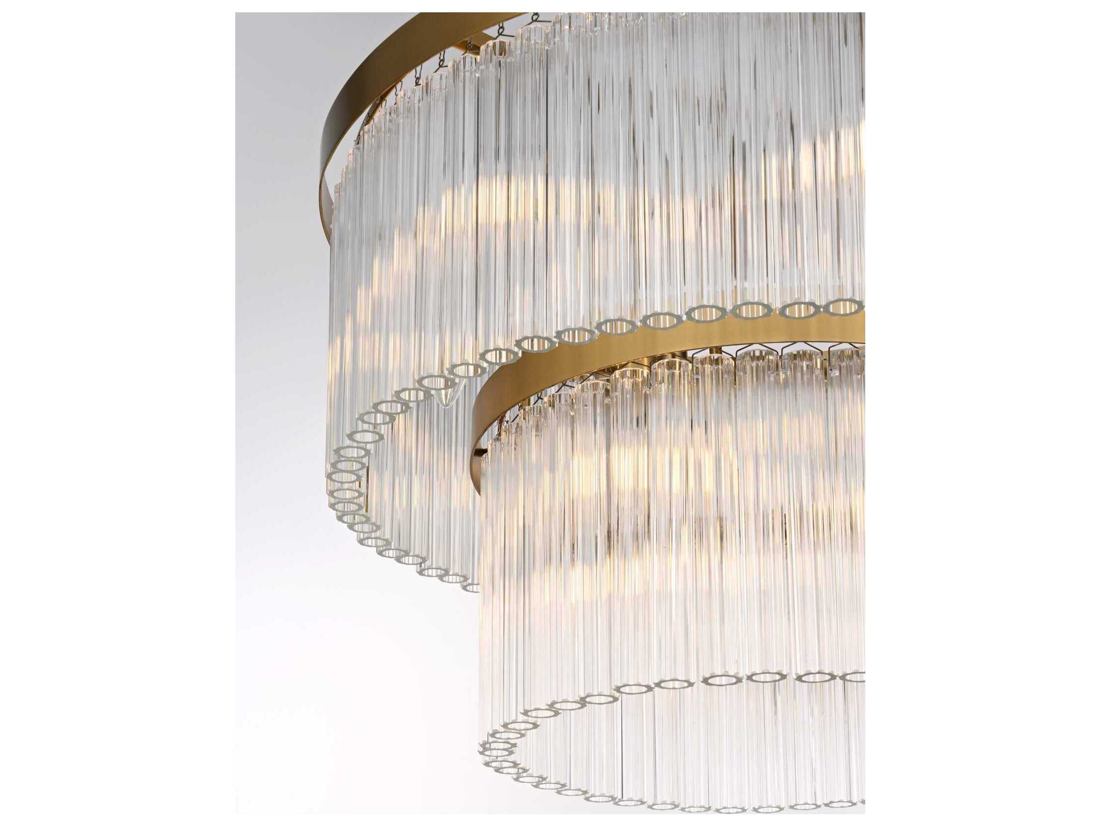 Elegant Lighting Harlow 9-Light Satin Gold Tiered Chandelier