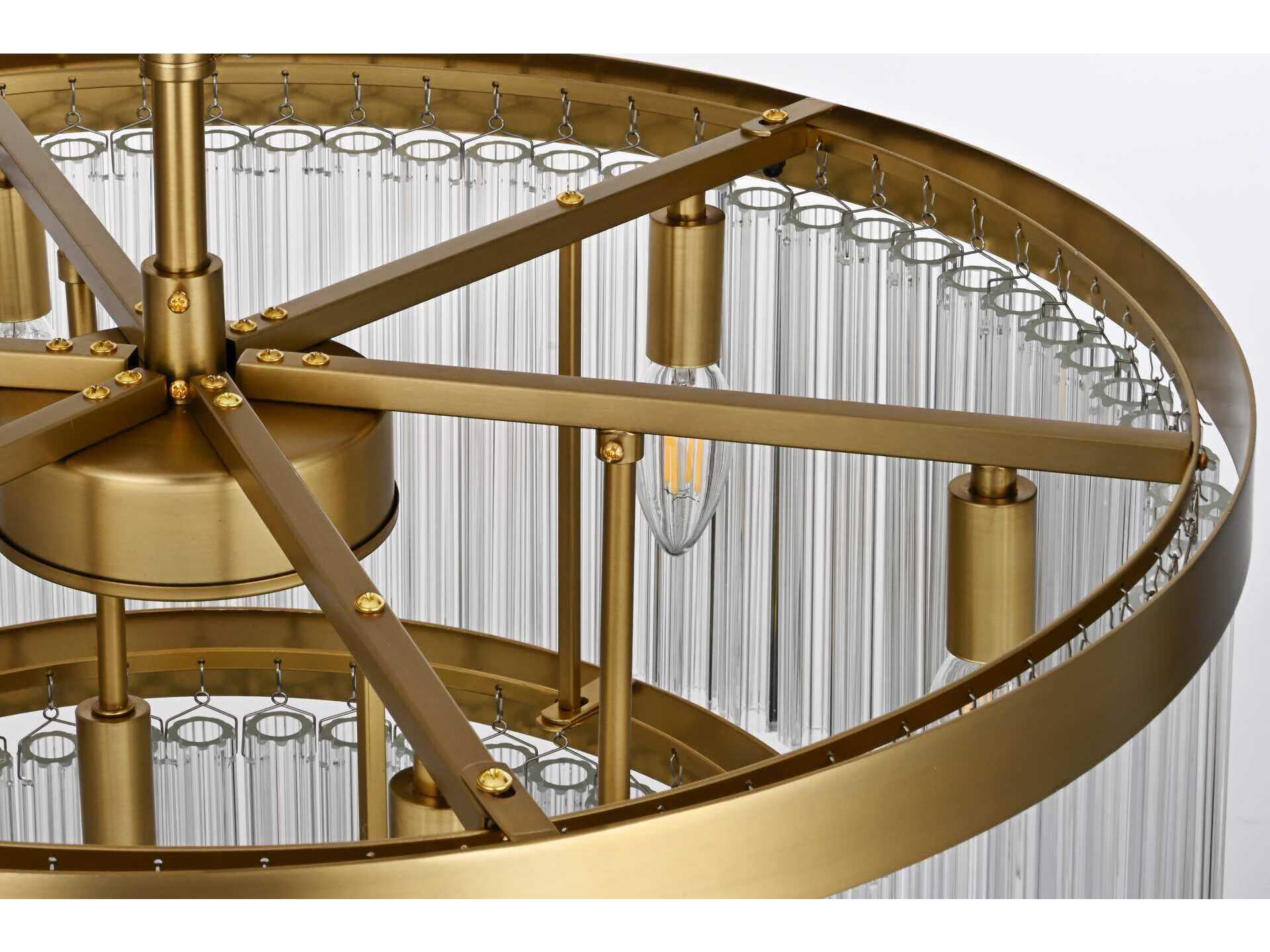 Elegant Lighting Harlow 9-Light Satin Gold Tiered Chandelier