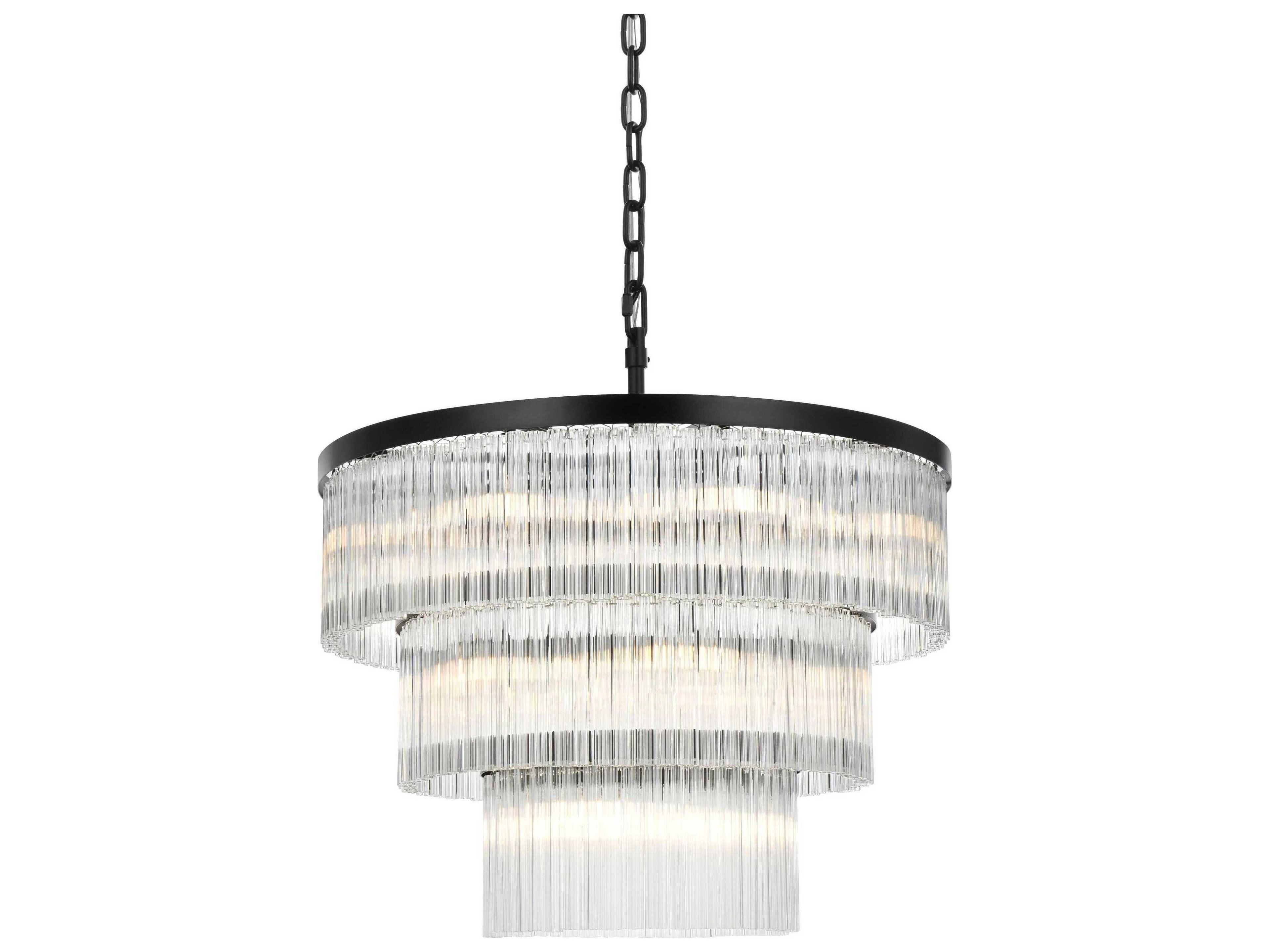 Elegant Lighting Harlow 18-Light Black Tiered Chandelier