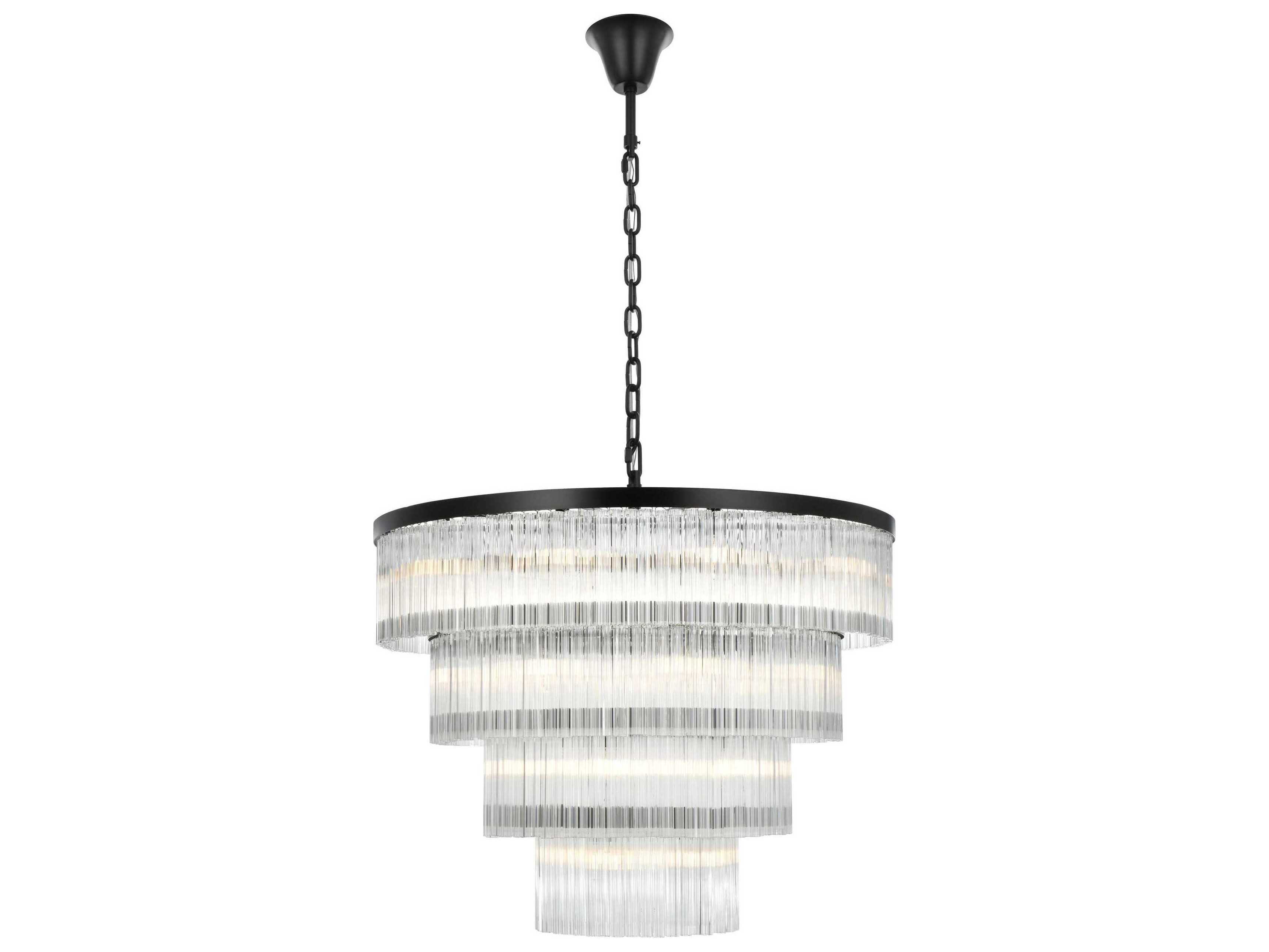 Elegant Lighting Harlow 28-Light Black Tiered Chandelier