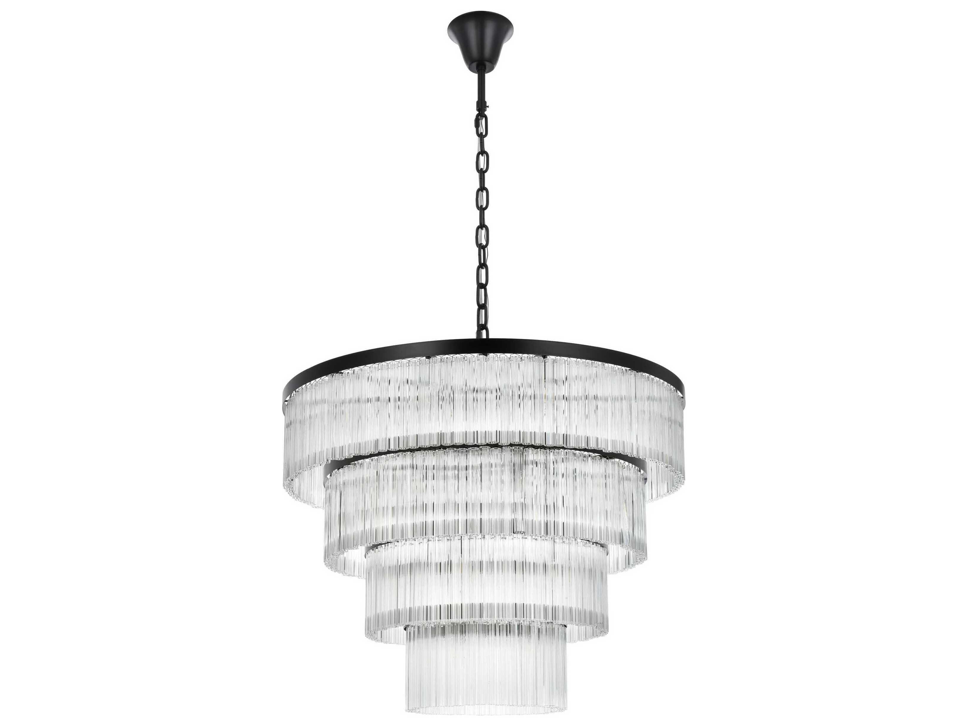 Elegant Lighting Harlow 28-Light Black Tiered Chandelier